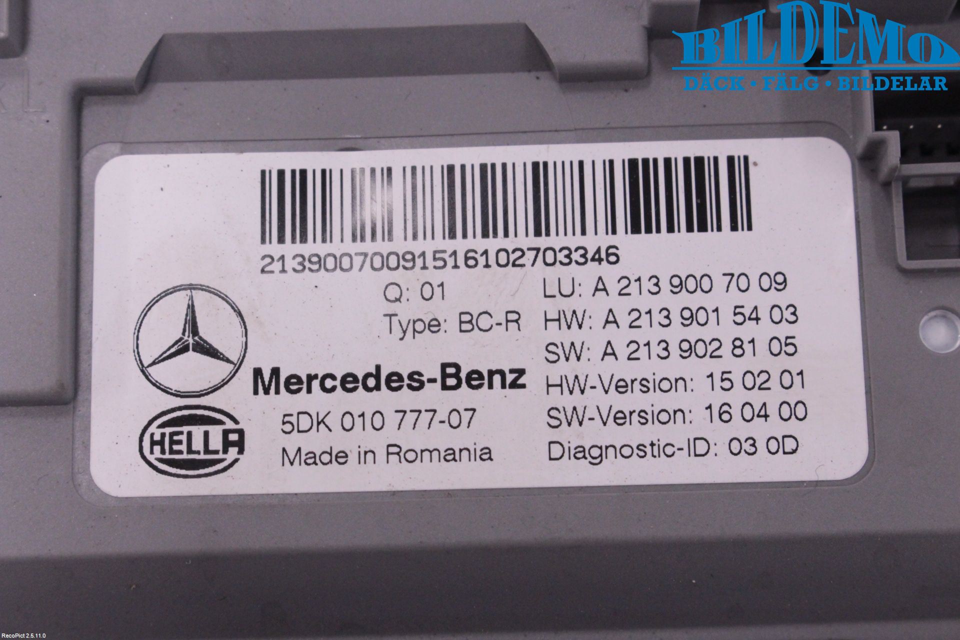Mercedes-Benz MB E-KLASS (W213) 16-23 Styrenhet Övrigt