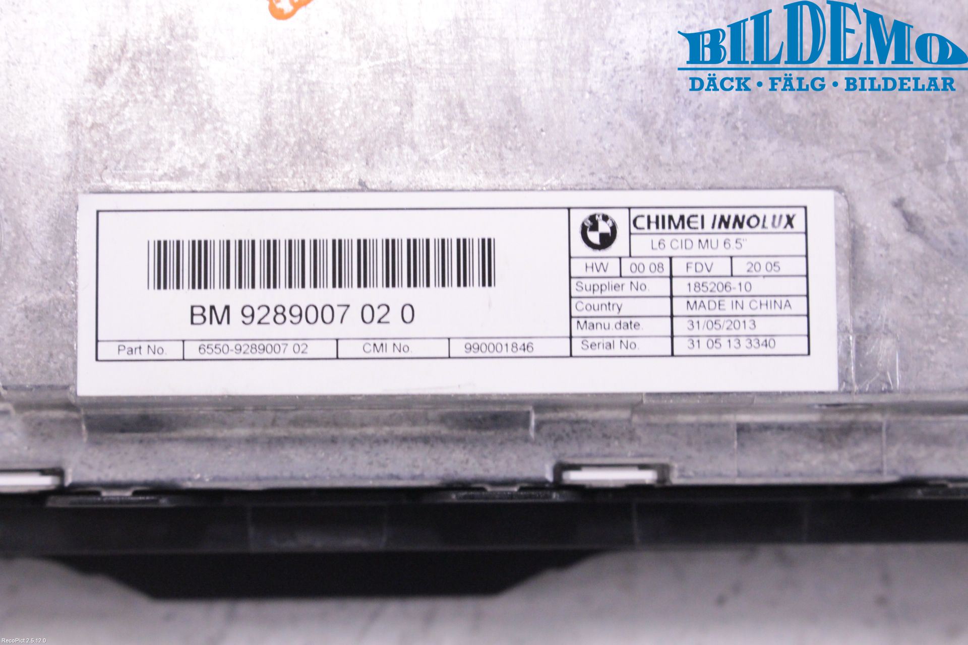 BMW 5 F10/F11/F18 09-17 Bildskärm