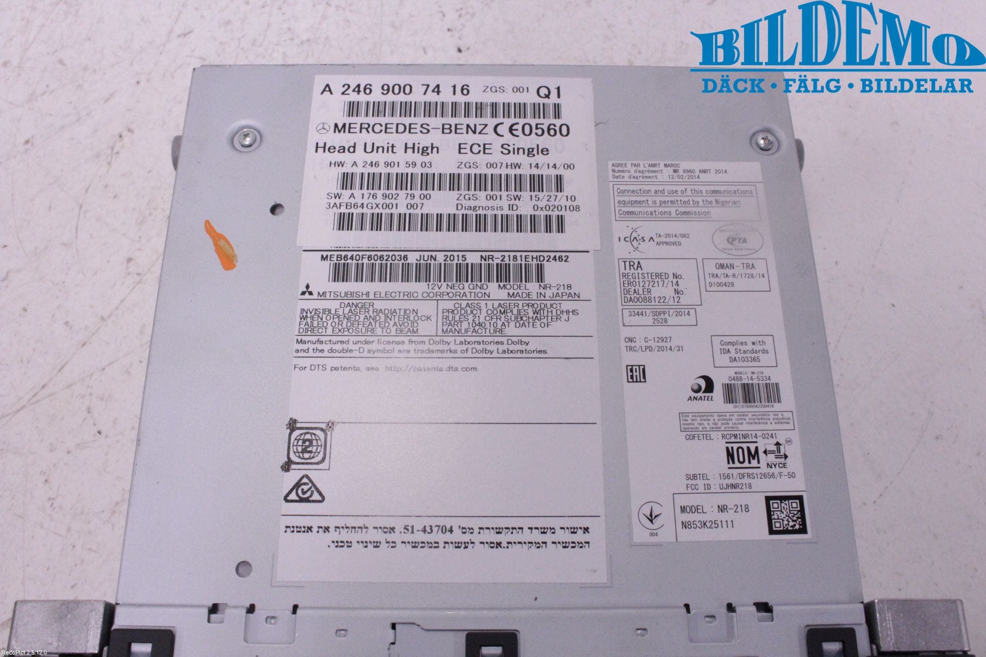 Mercedes-Benz MB A-KLASS (W176) 13-18 Cd Radio - Multimediapanel