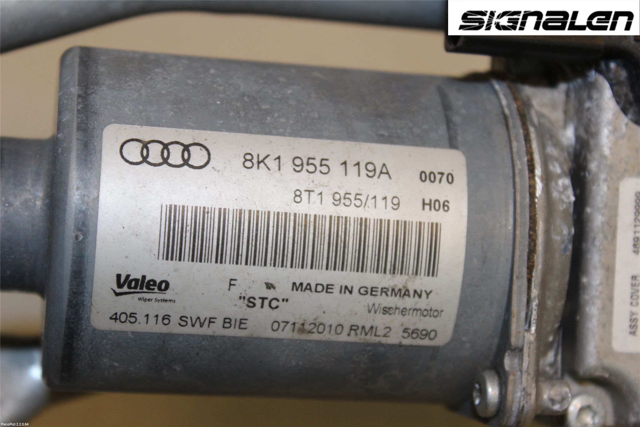 Audi A4 ALLROAD 09-16 Torkarmotor Vindruta