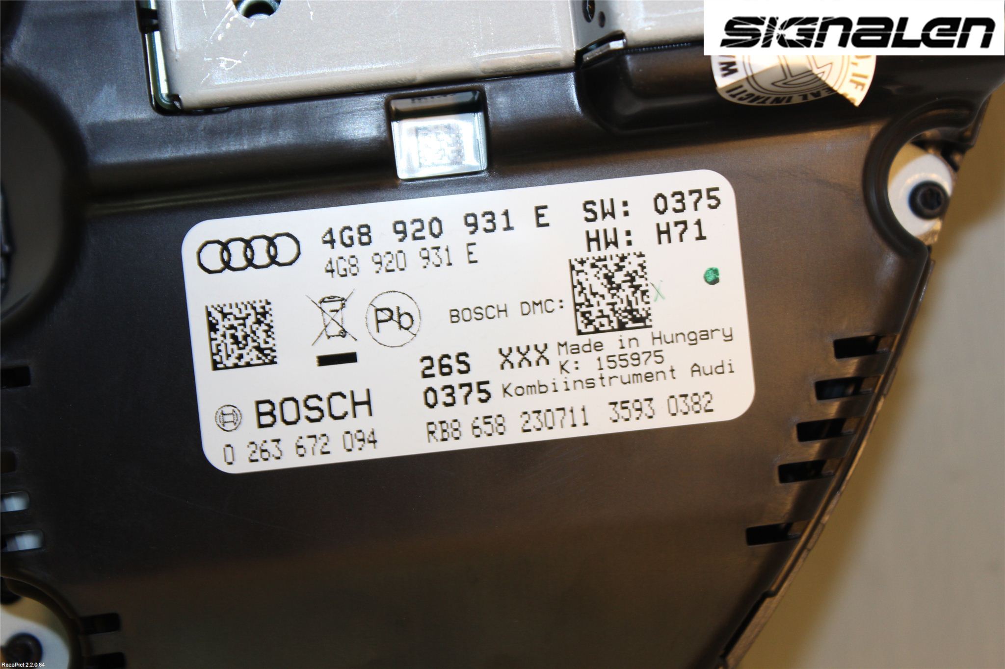 Audi A6/S6 4G 11-18 Instrument Komb