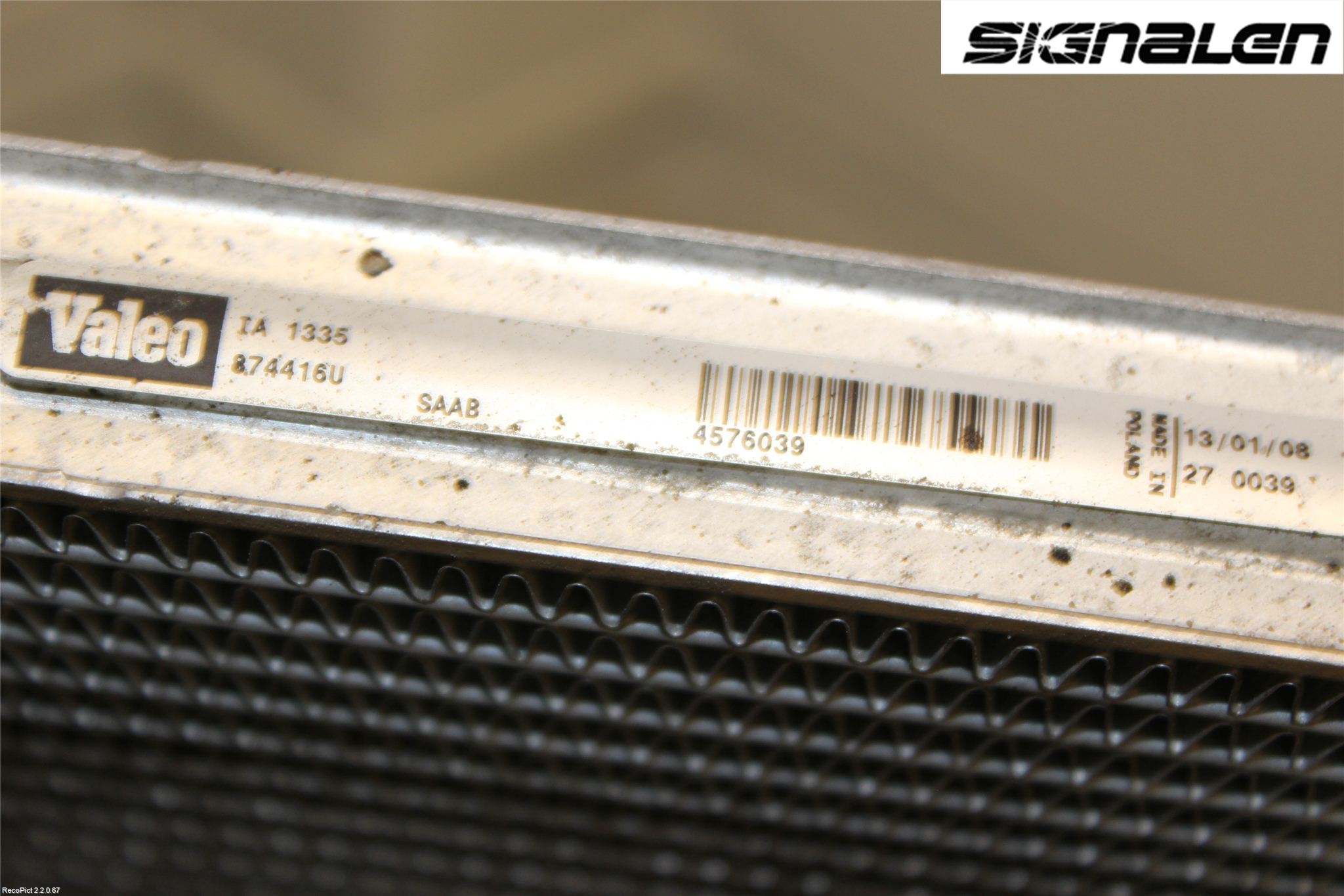 Saab 9-5     06-10 Laddluft-Intercooler Kyl