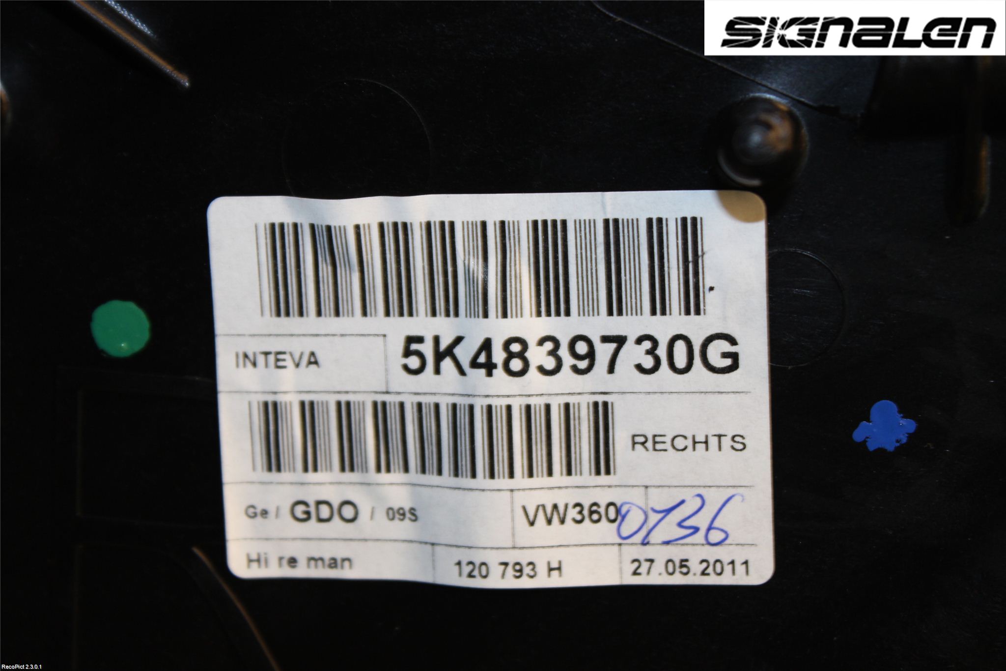 Volkswagen VW GOLF VI 09-13 Fönsterhissmekanism