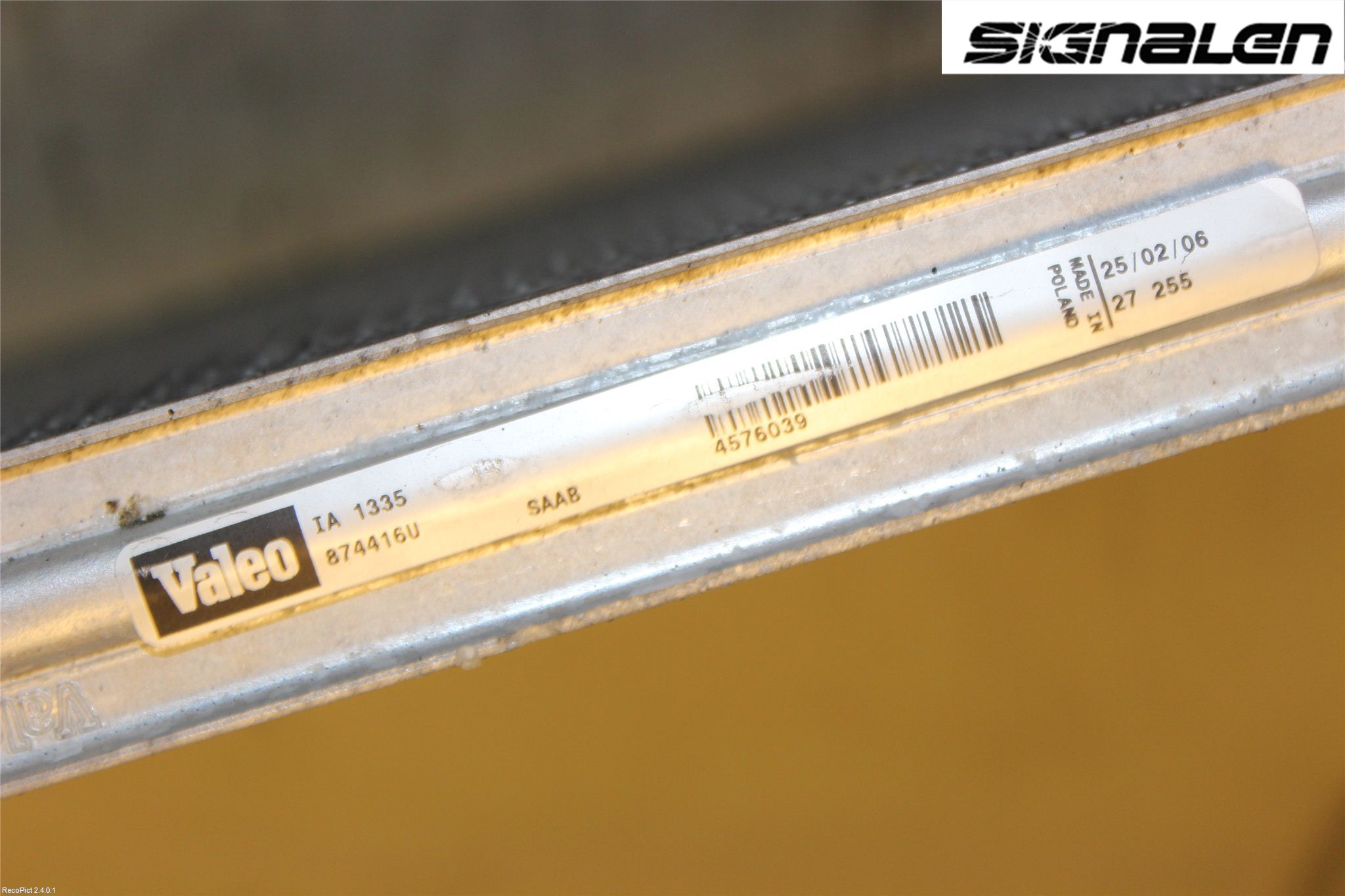 Saab 9-5     06-10 Laddluft-Intercooler Kyl