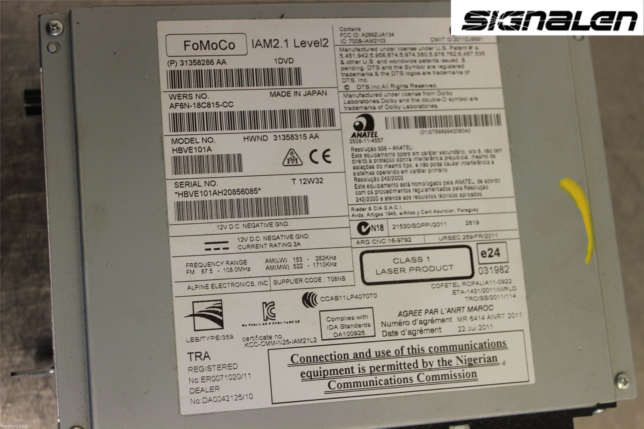 Volvo XC70 08-13 Radio