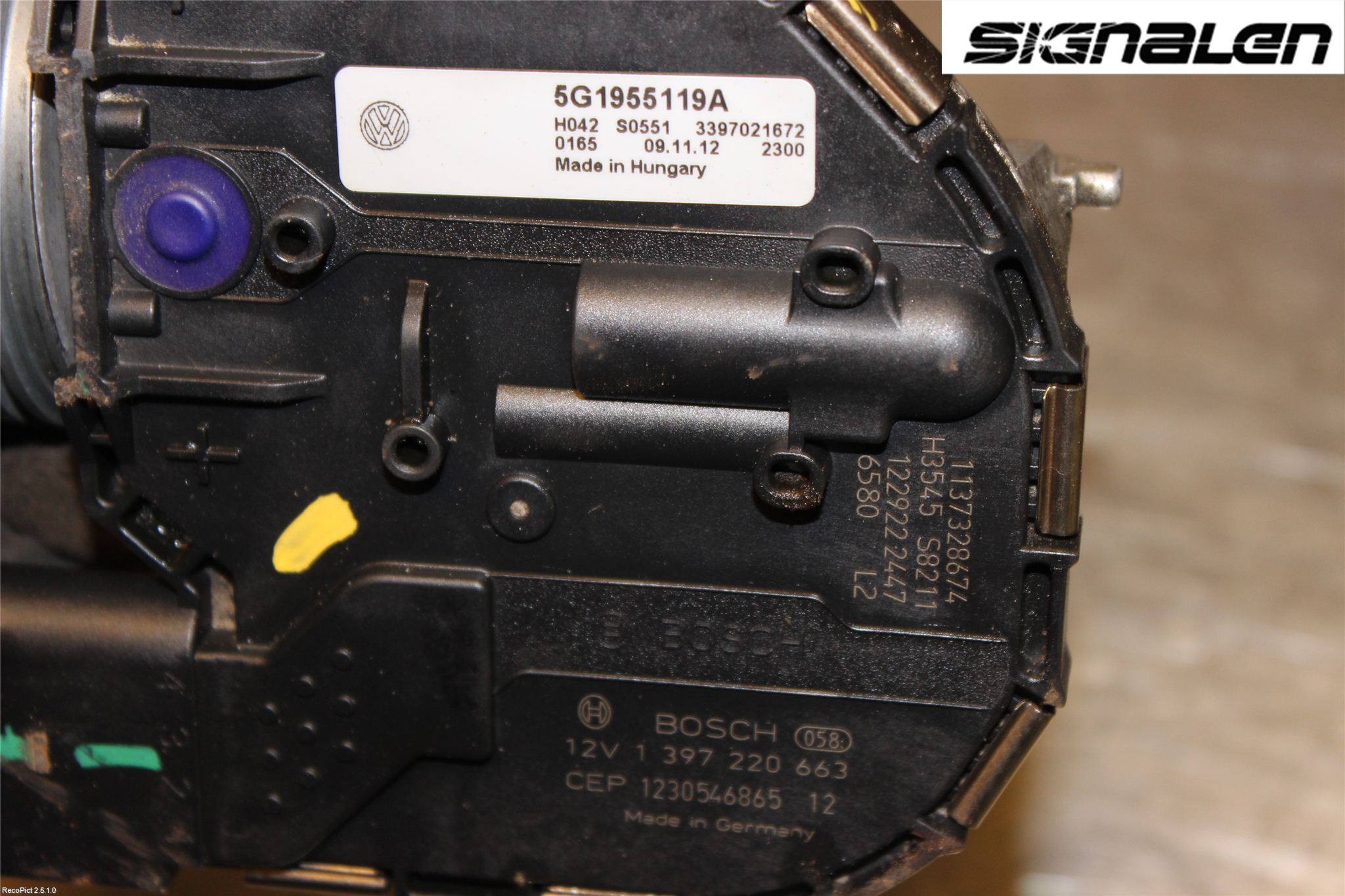 Volkswagen VW GOLF / E-GOLF VII 13-20 Torkarmotor Vindruta