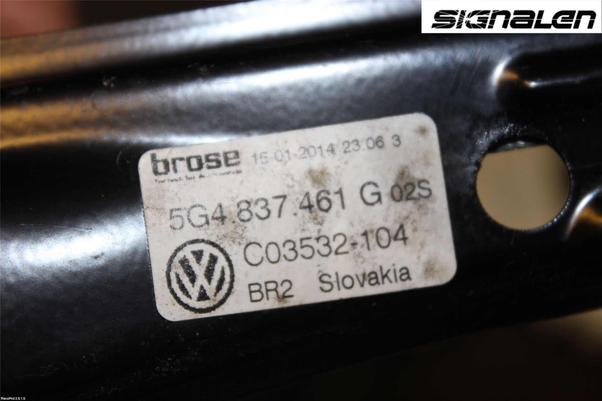 Volkswagen VW GOLF / E-GOLF VII 13-20 Fönsterhissmekanism
