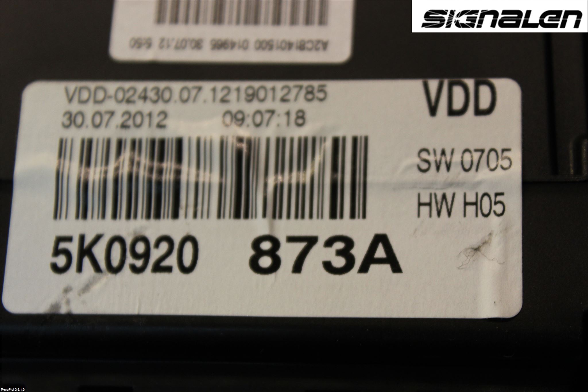 Volkswagen VW GOLF VI 09-13 Instrument Komb