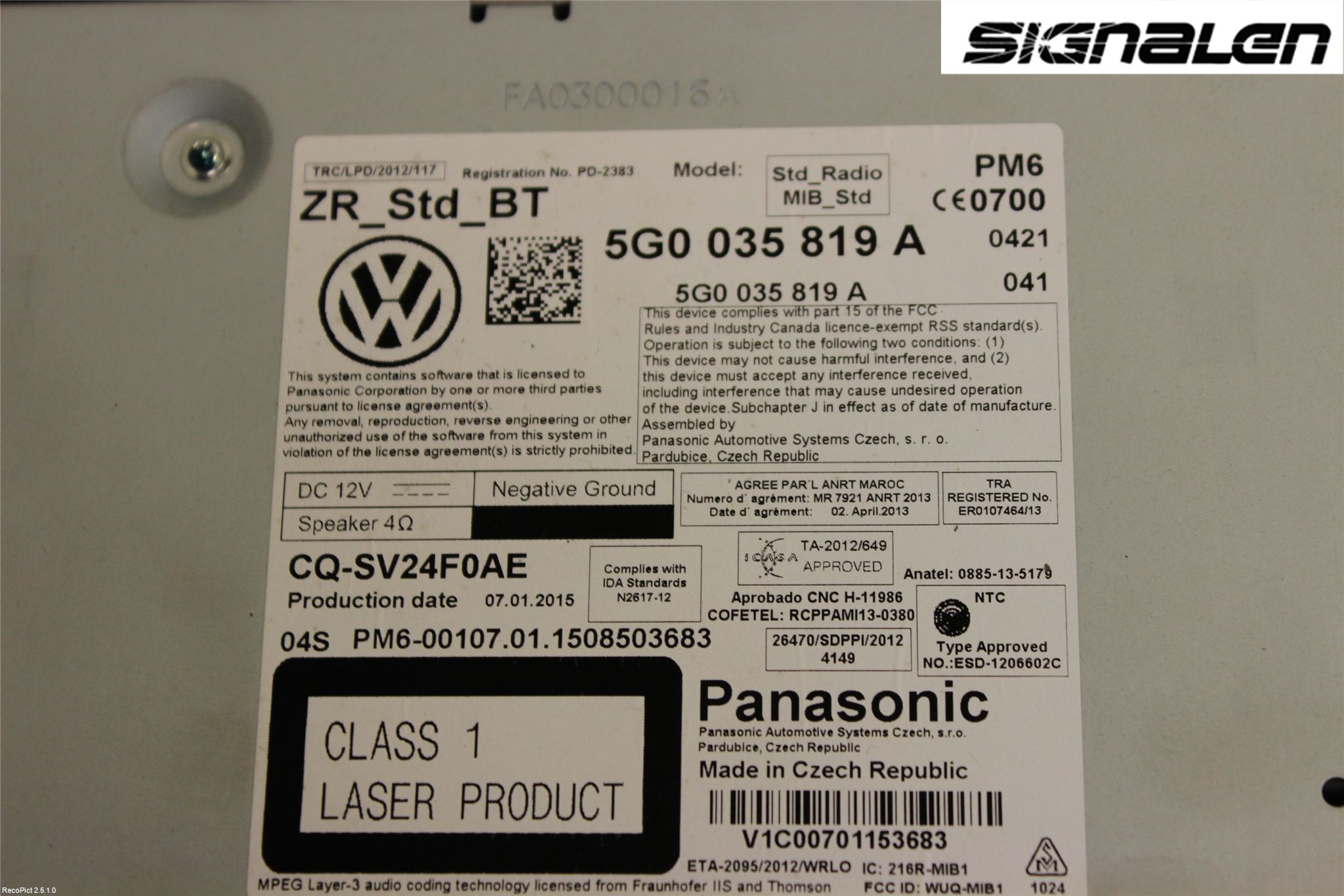 Volkswagen VW GOLF / E-GOLF VII 13-20 Radio