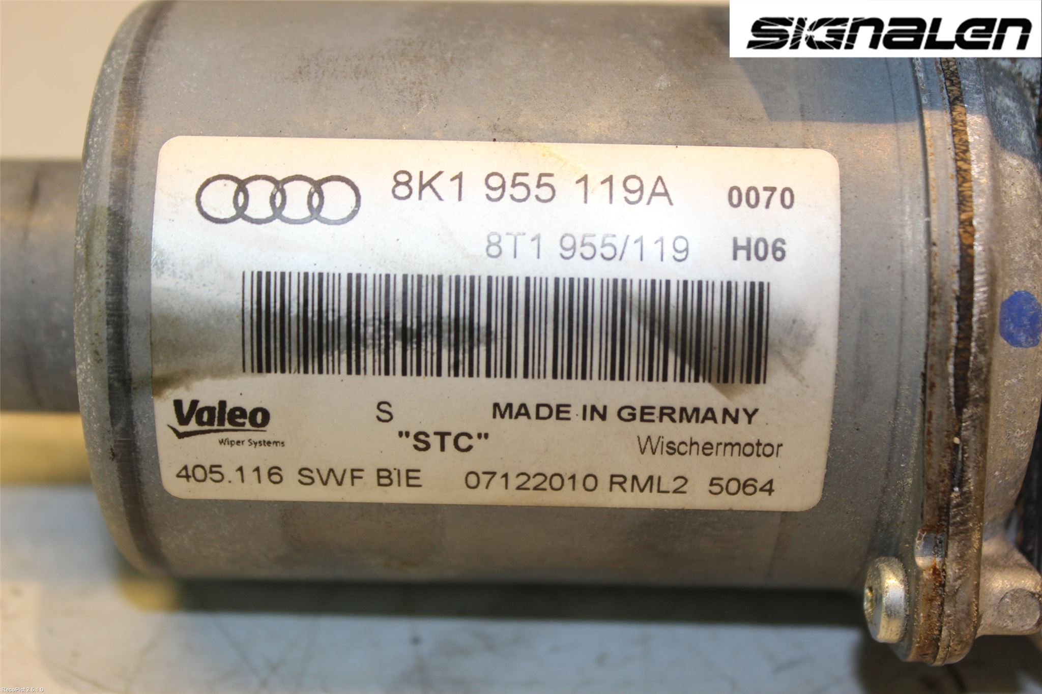 Audi A4/S4 08-11 Torkarmotor Vindruta