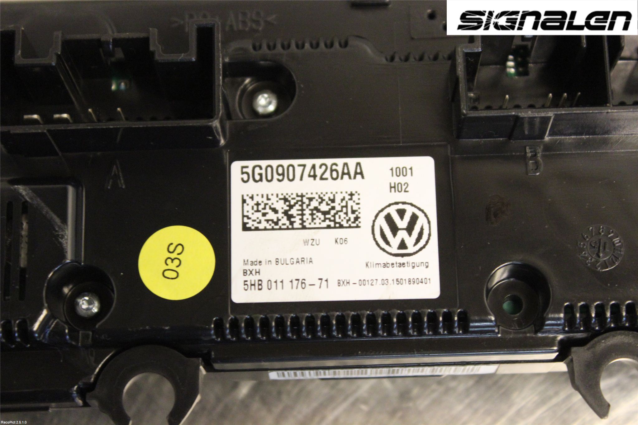 Volkswagen VW GOLF / E-GOLF VII 13-20 Ac Styrenhet Ac Manöveren