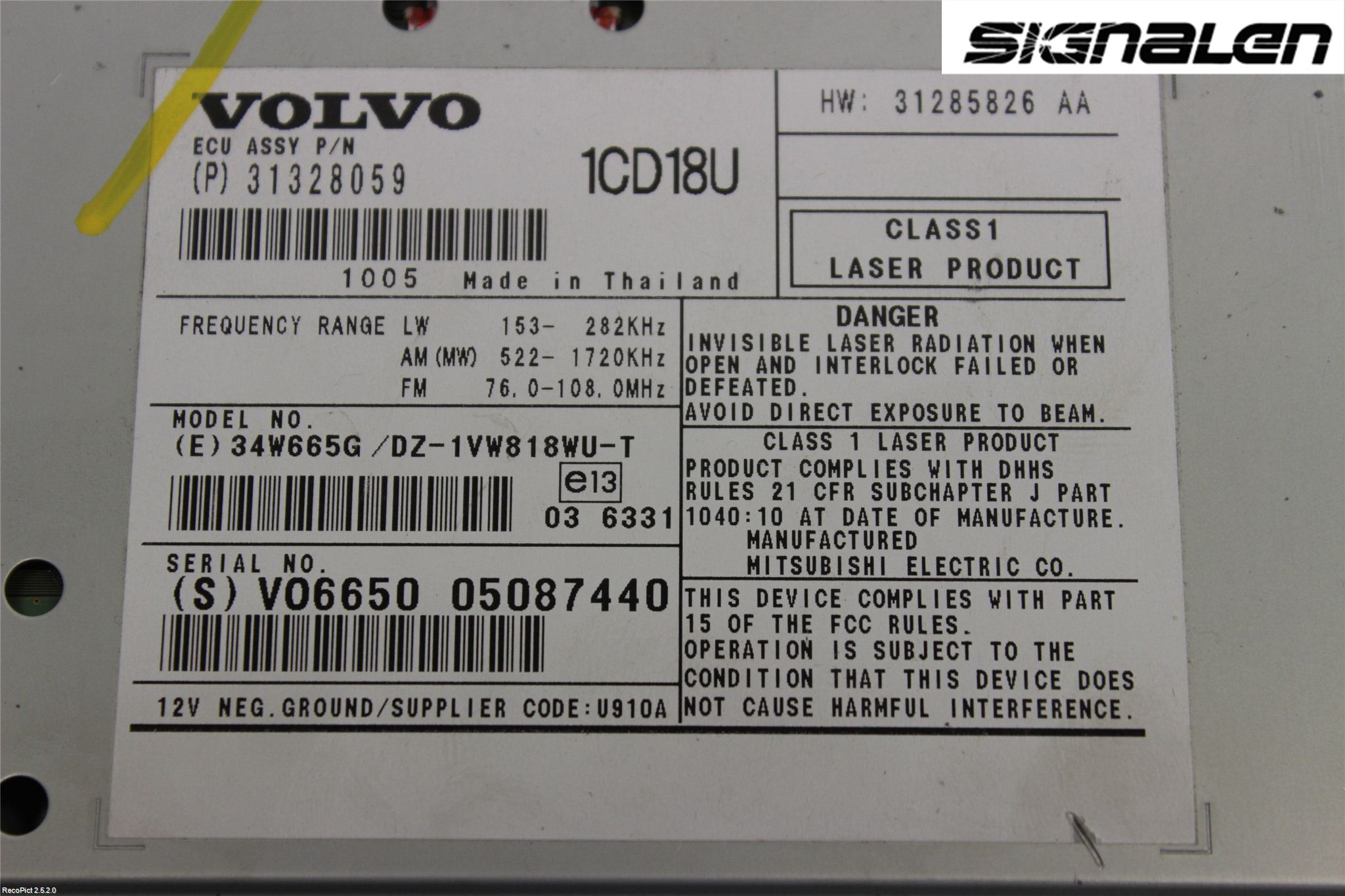 Volvo S40 08-12 Cd Radio - Multimediapanel