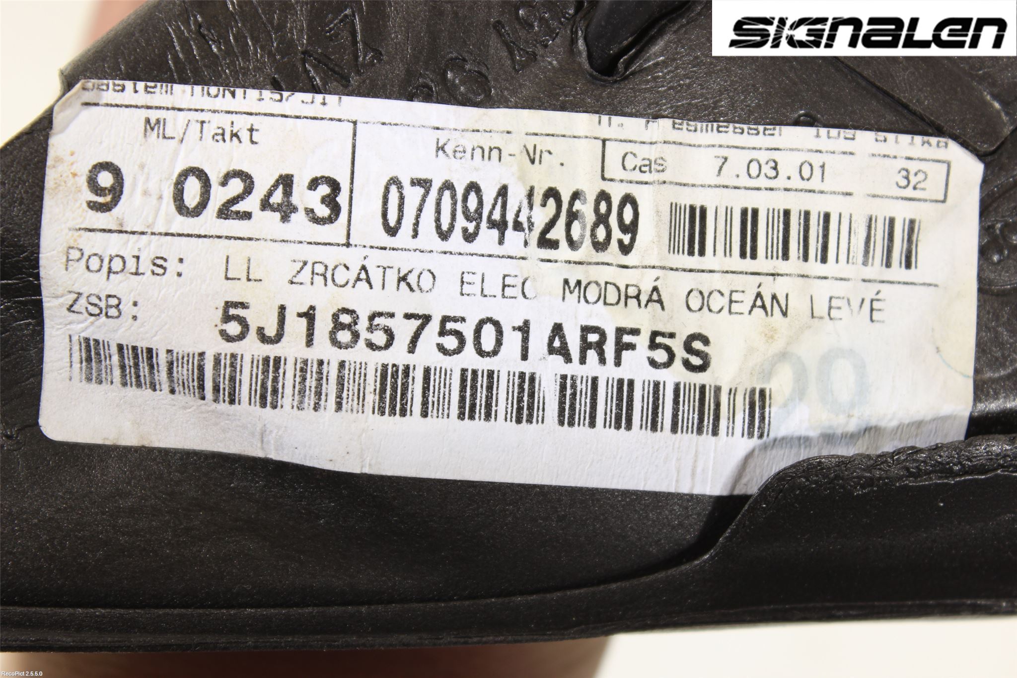 Skoda ROOMSTER Spegel Yttre El Vä