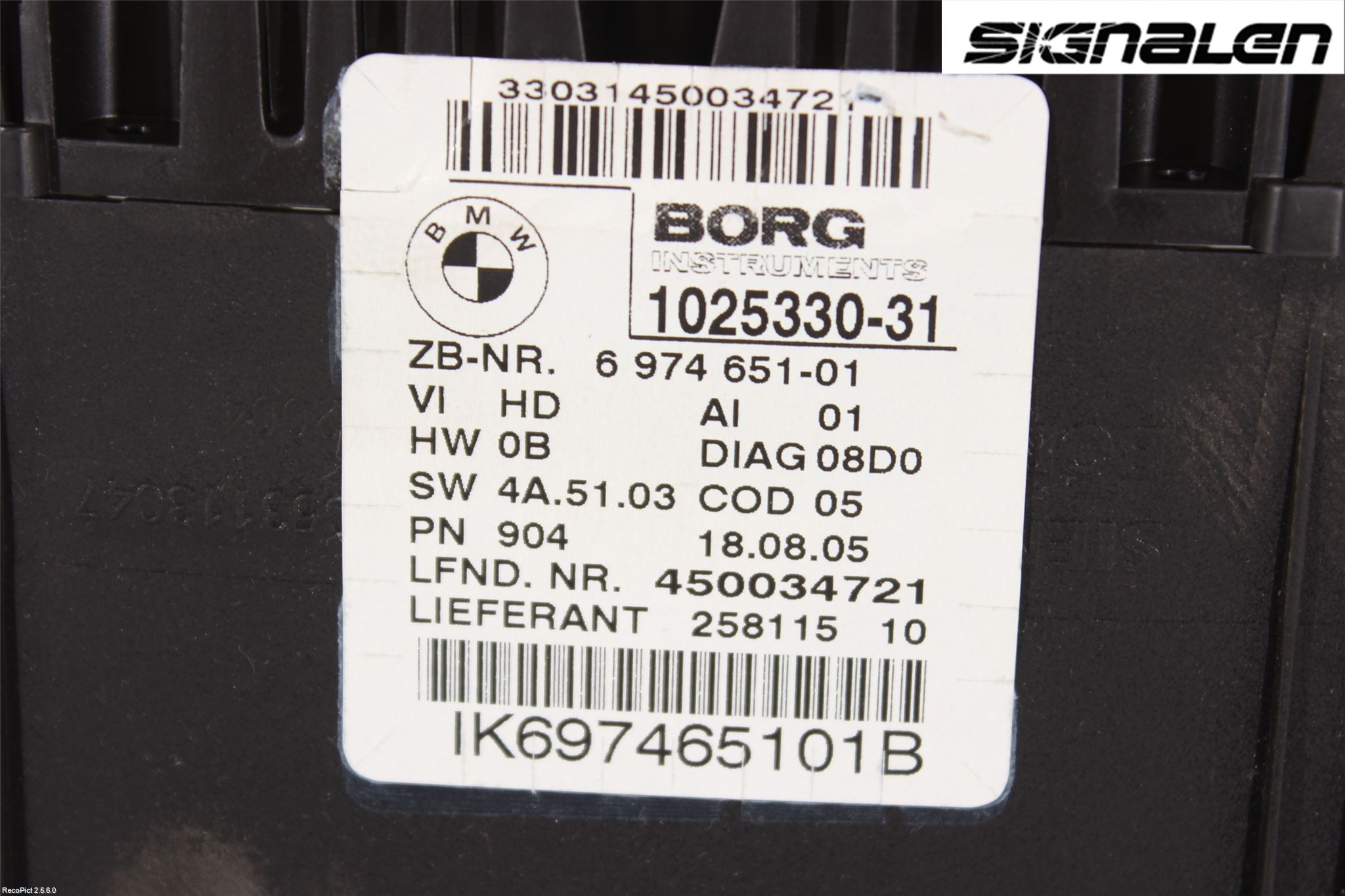 BMW 3 E90/91 SED/TOU 05-12 Instrument Komb