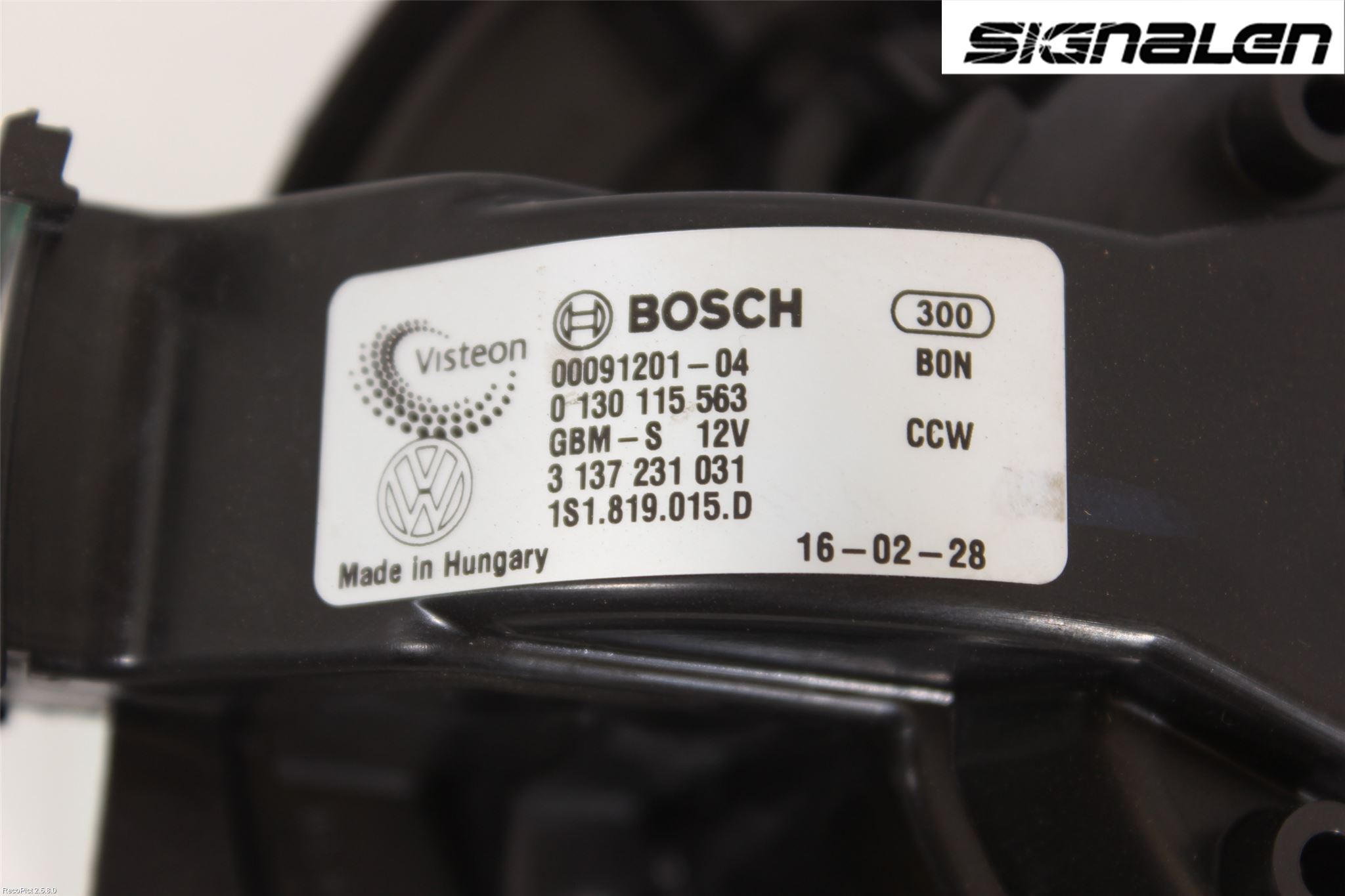 Volkswagen VW UP! / E-UP! Värmefläkt