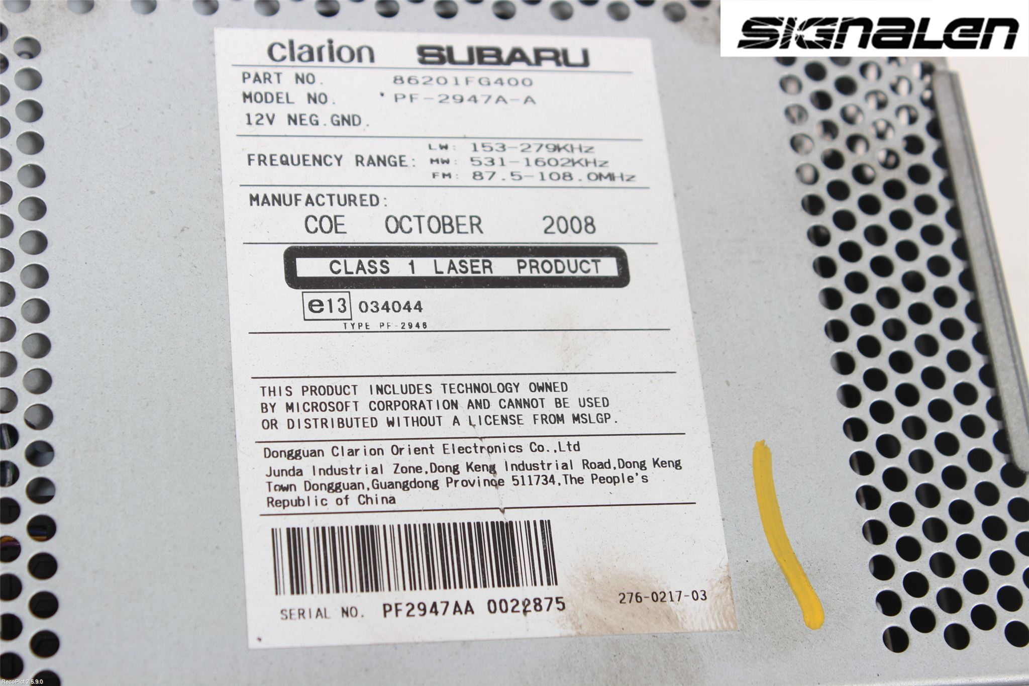 Subaru IMPREZA III 08-11 Radio