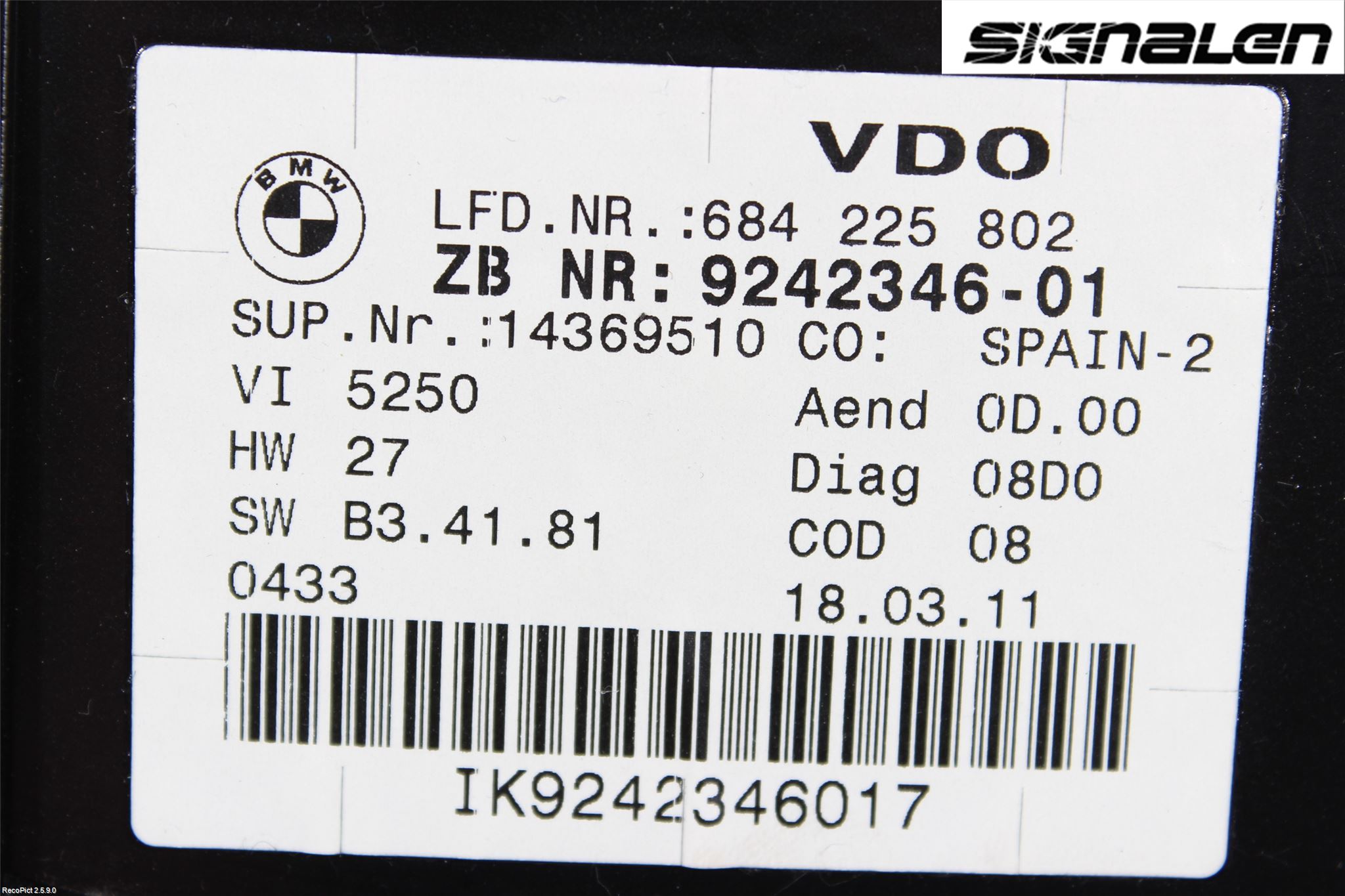 BMW 3 E90/91 SED/TOU 05-12 Instrument Komb