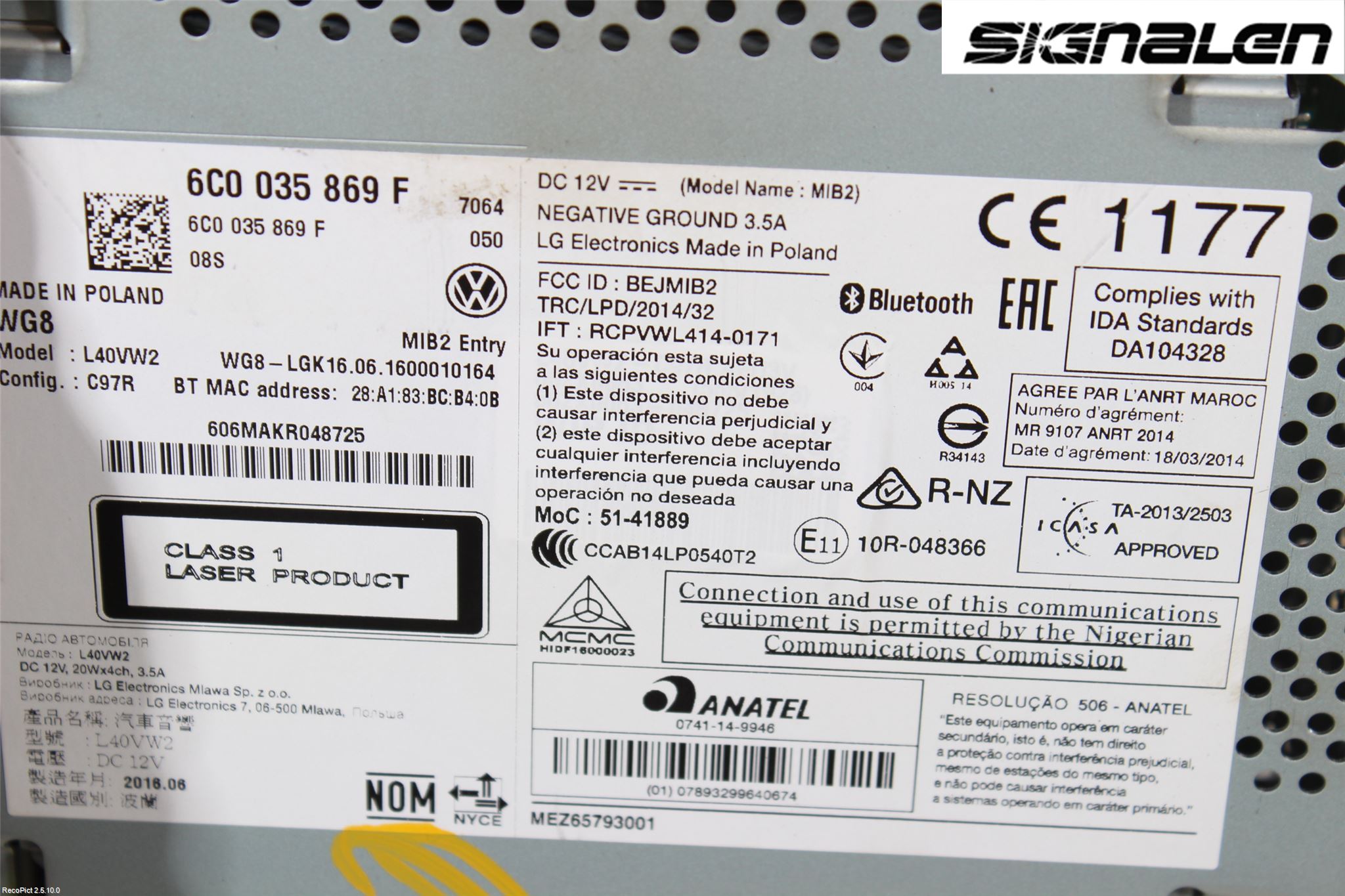 Volkswagen VW POLO 10-17 Radio