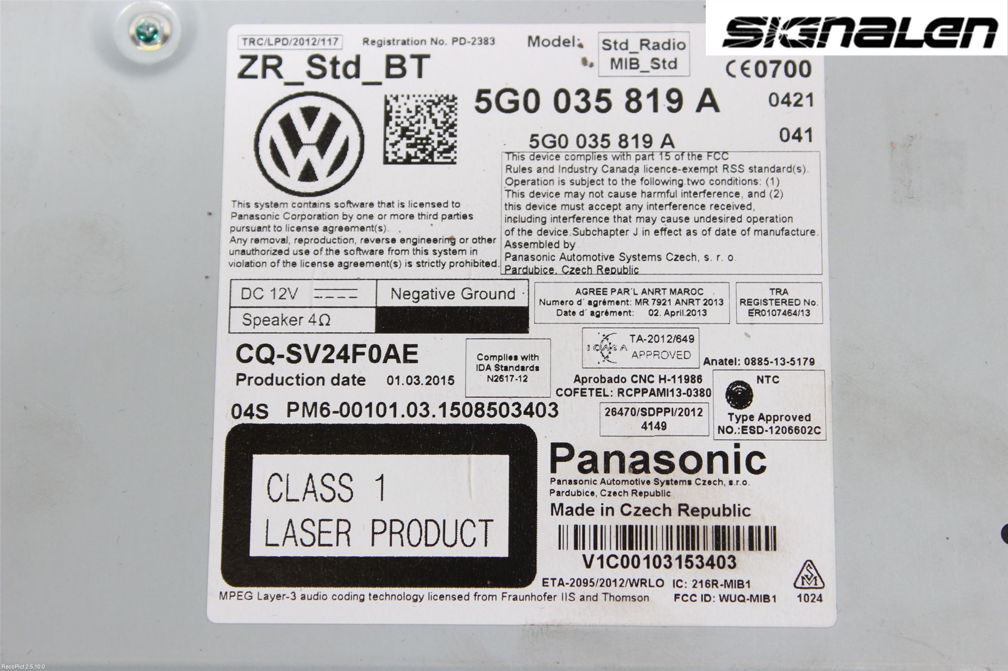 Volkswagen VW GOLF / E-GOLF VII 13-20 Radio