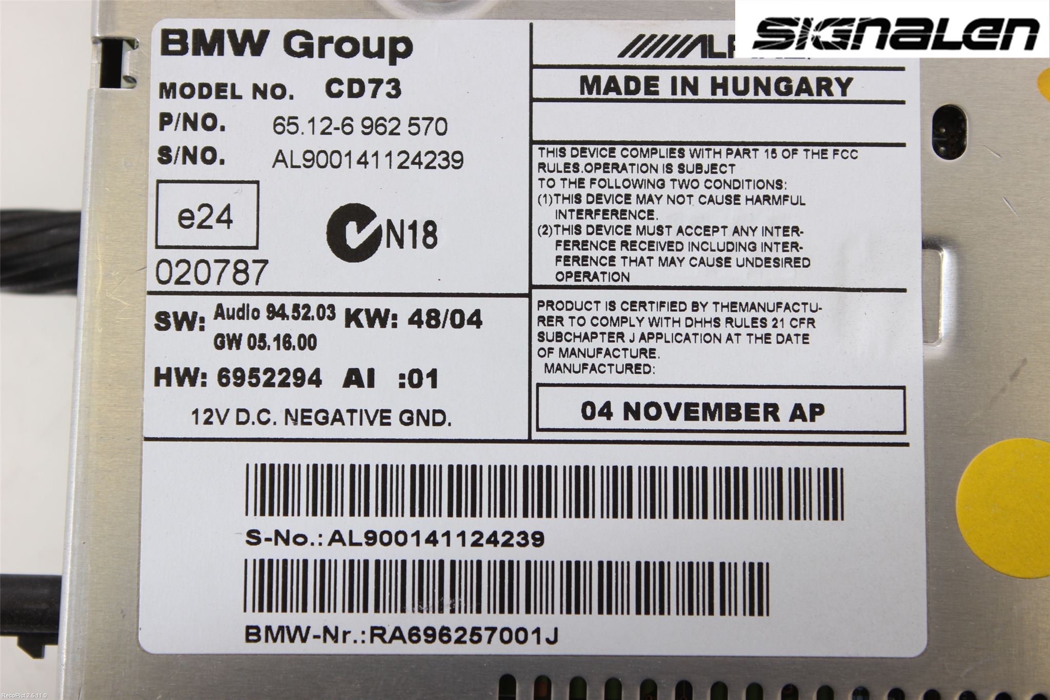 BMW 3 E90/91 SED/TOU 05-12 Radio