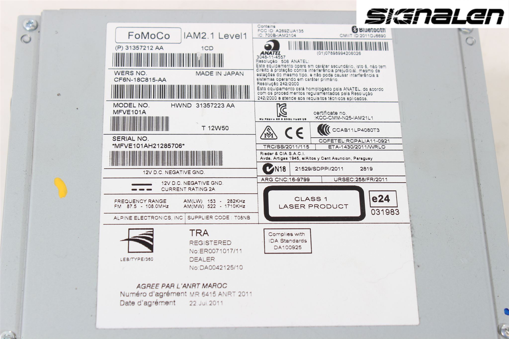 Volvo V70 08-13 Radio