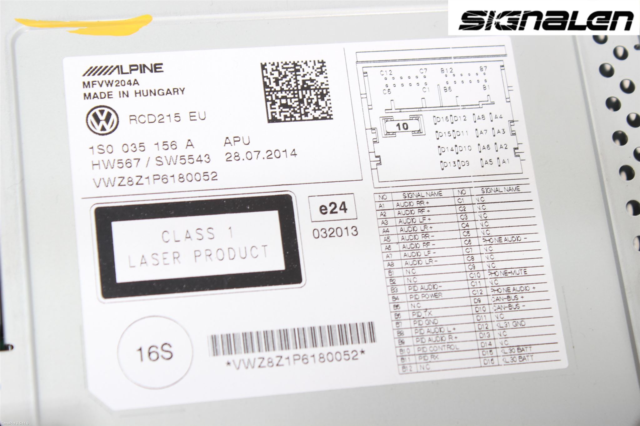 Volkswagen VW UP! / E-UP! Radio