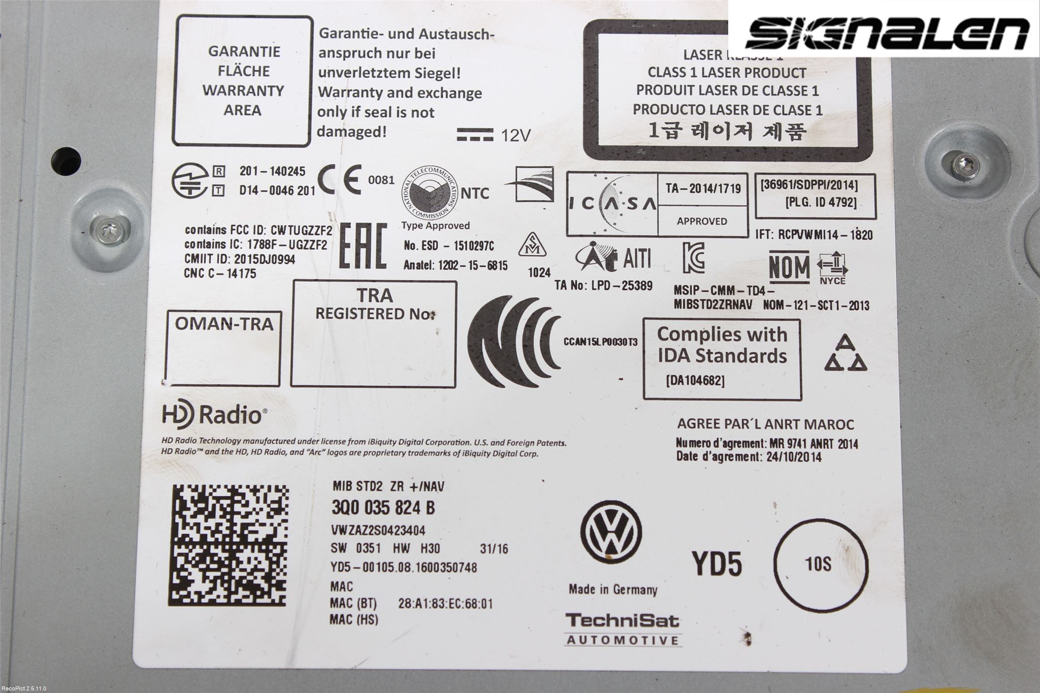 Volkswagen VW GOLF / E-GOLF VII 13-20 Radio