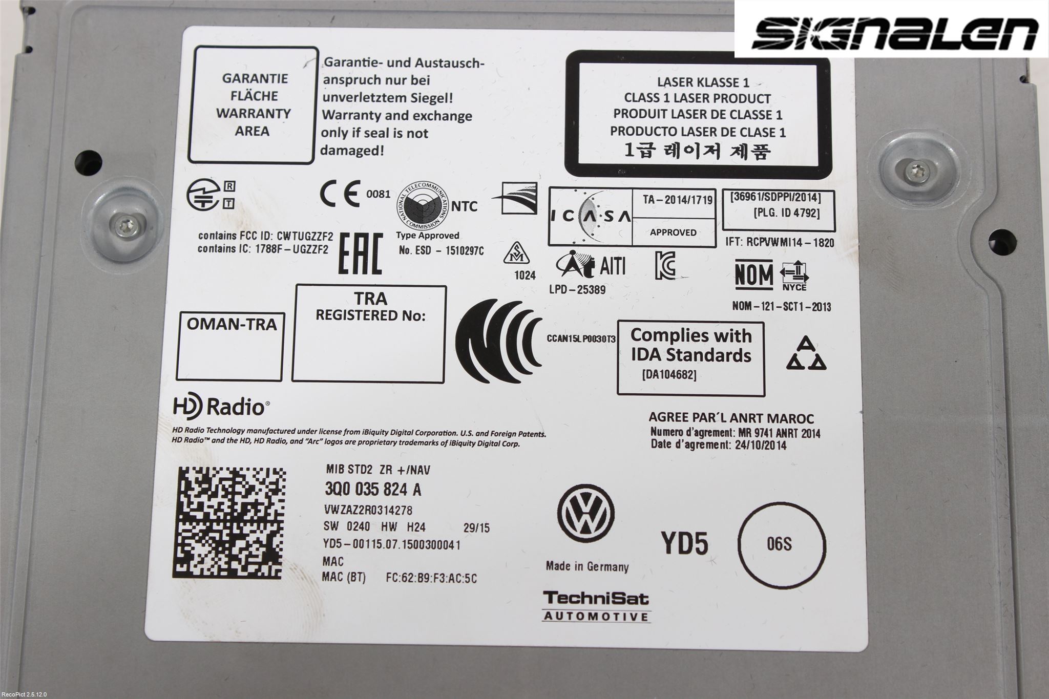 Volkswagen VW GOLF / E-GOLF VII 13-20 Radio