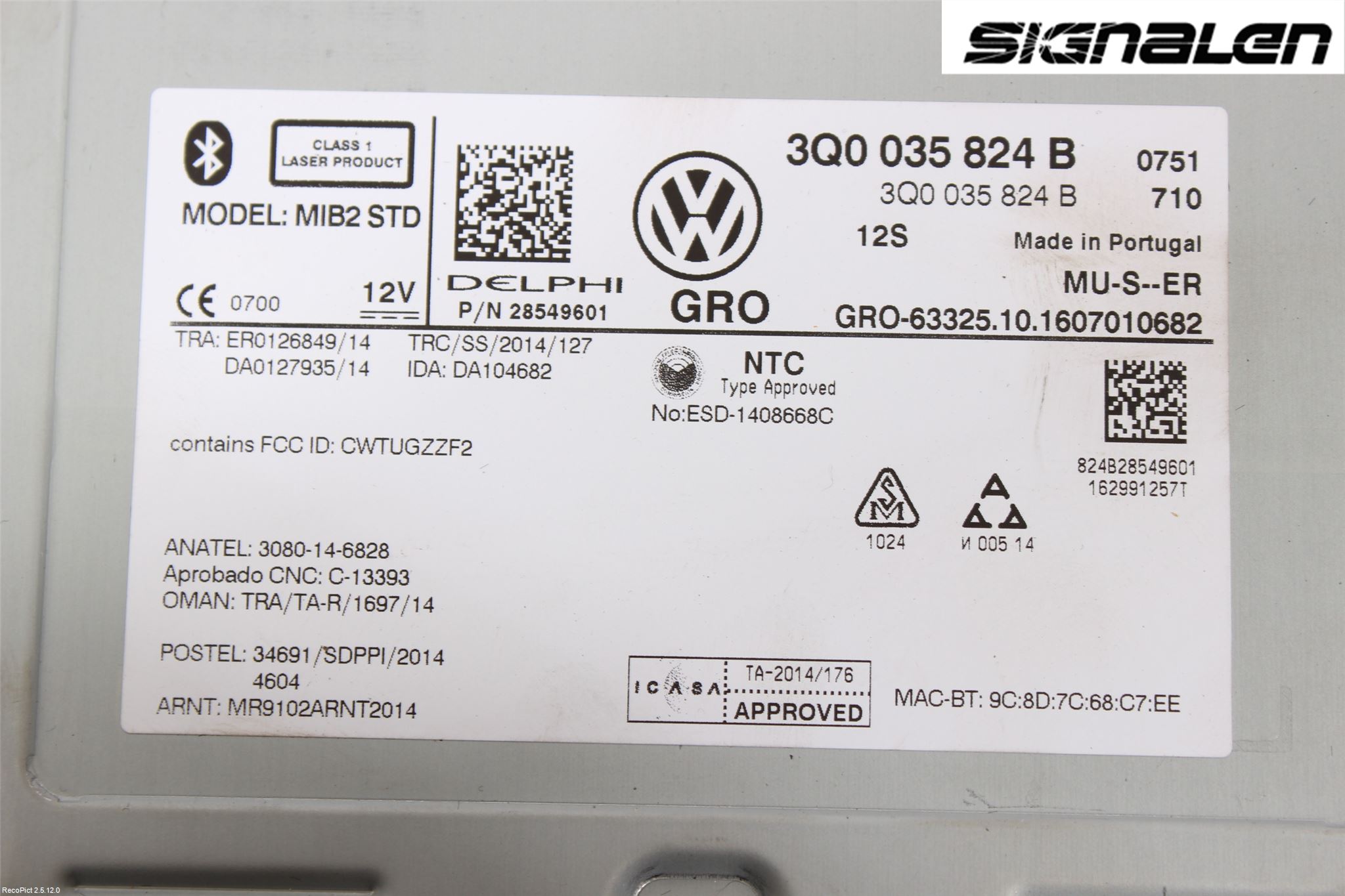 Volkswagen VW PASSAT 15-19 Radio