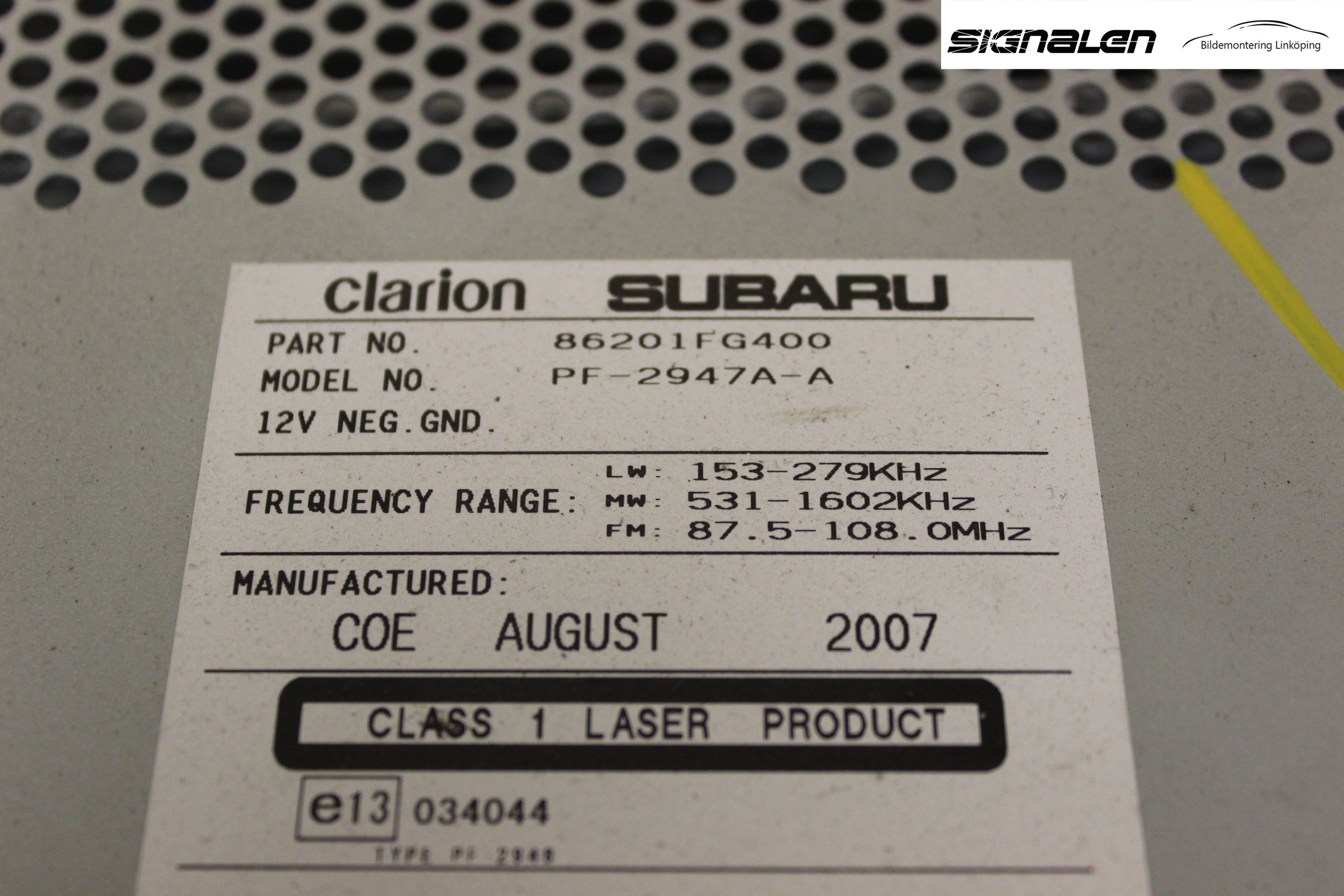Subaru IMPREZA III 08-11 Cd Radio - Multimediapanel