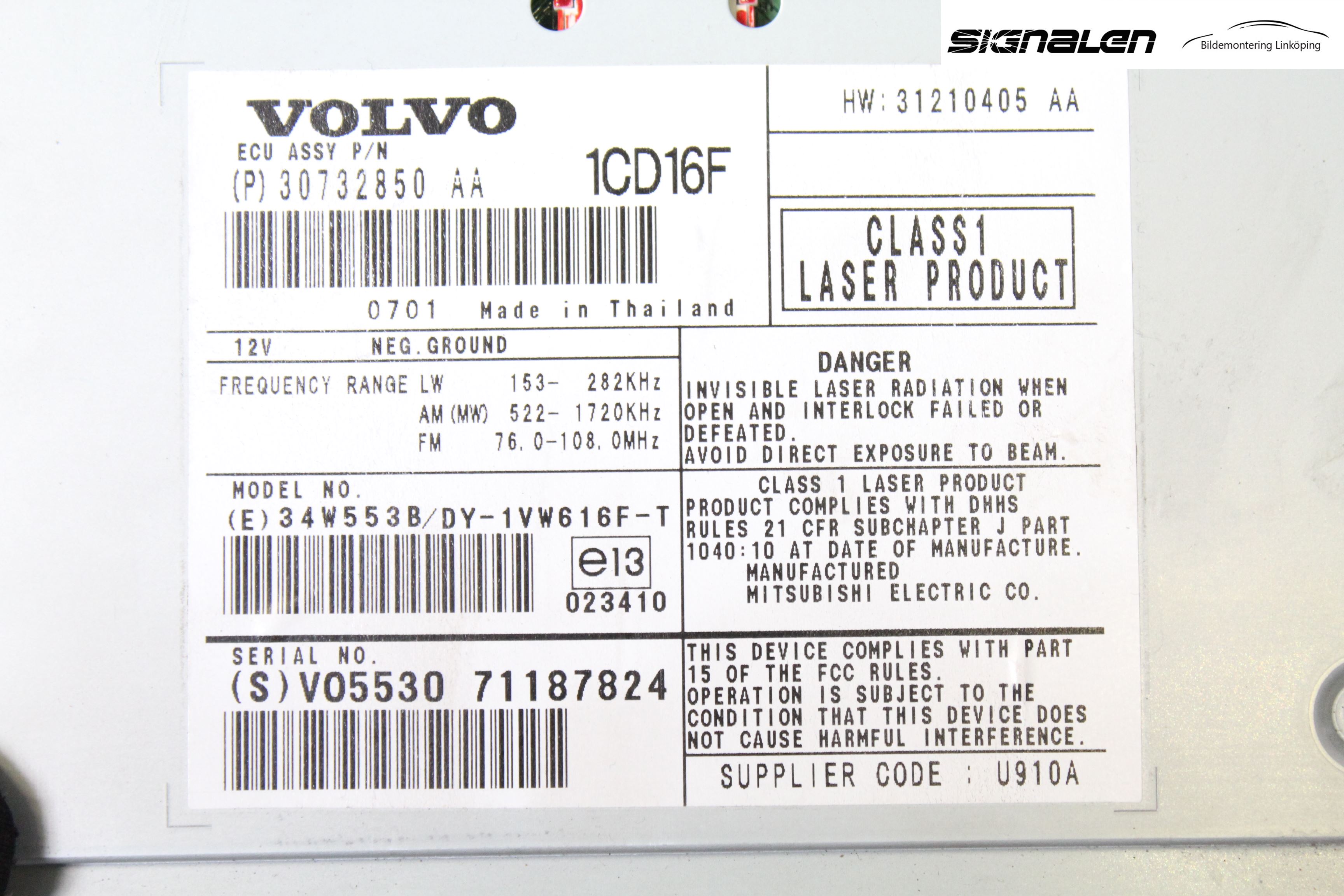 Volvo V50 04-07 Cd Radio - Multimediapanel