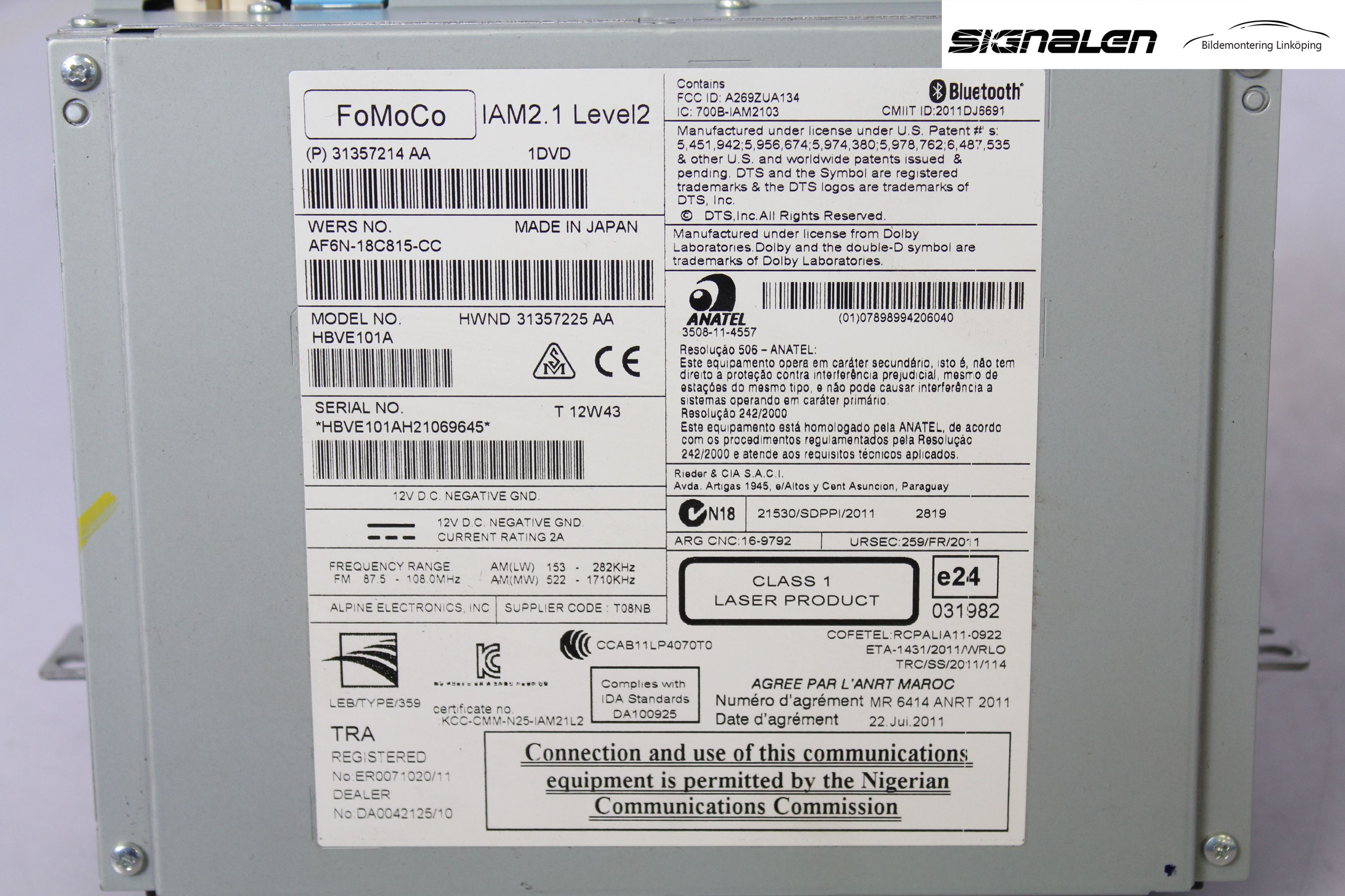 Volvo V60 11-13 Cd Radio - Multimediapanel