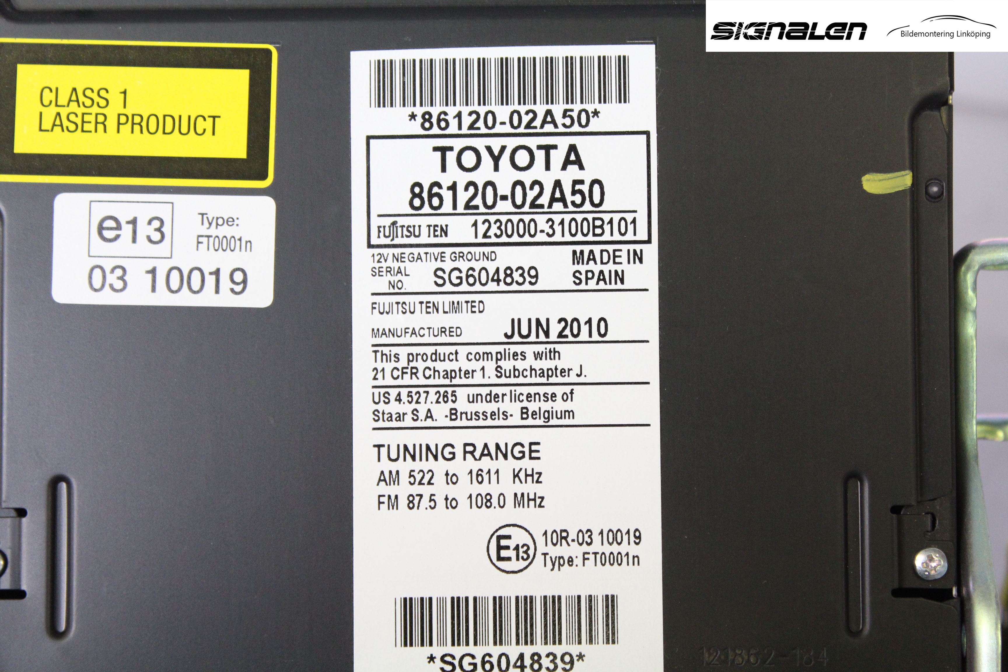 Toyota AURIS 10-12 Cd Radio - Multimediapanel