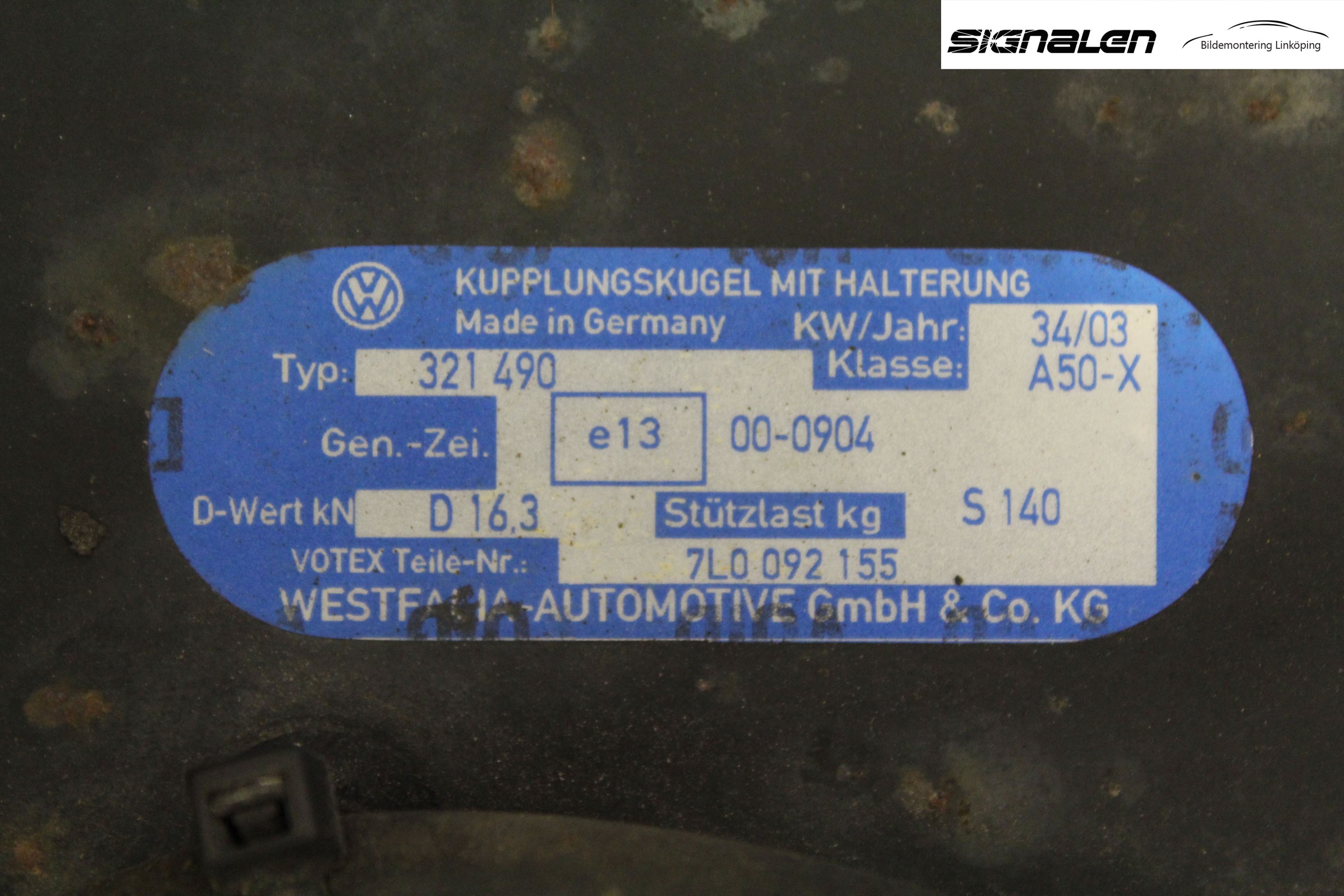 Volkswagen VW TOUAREG 7L 03-10 Dragkrok