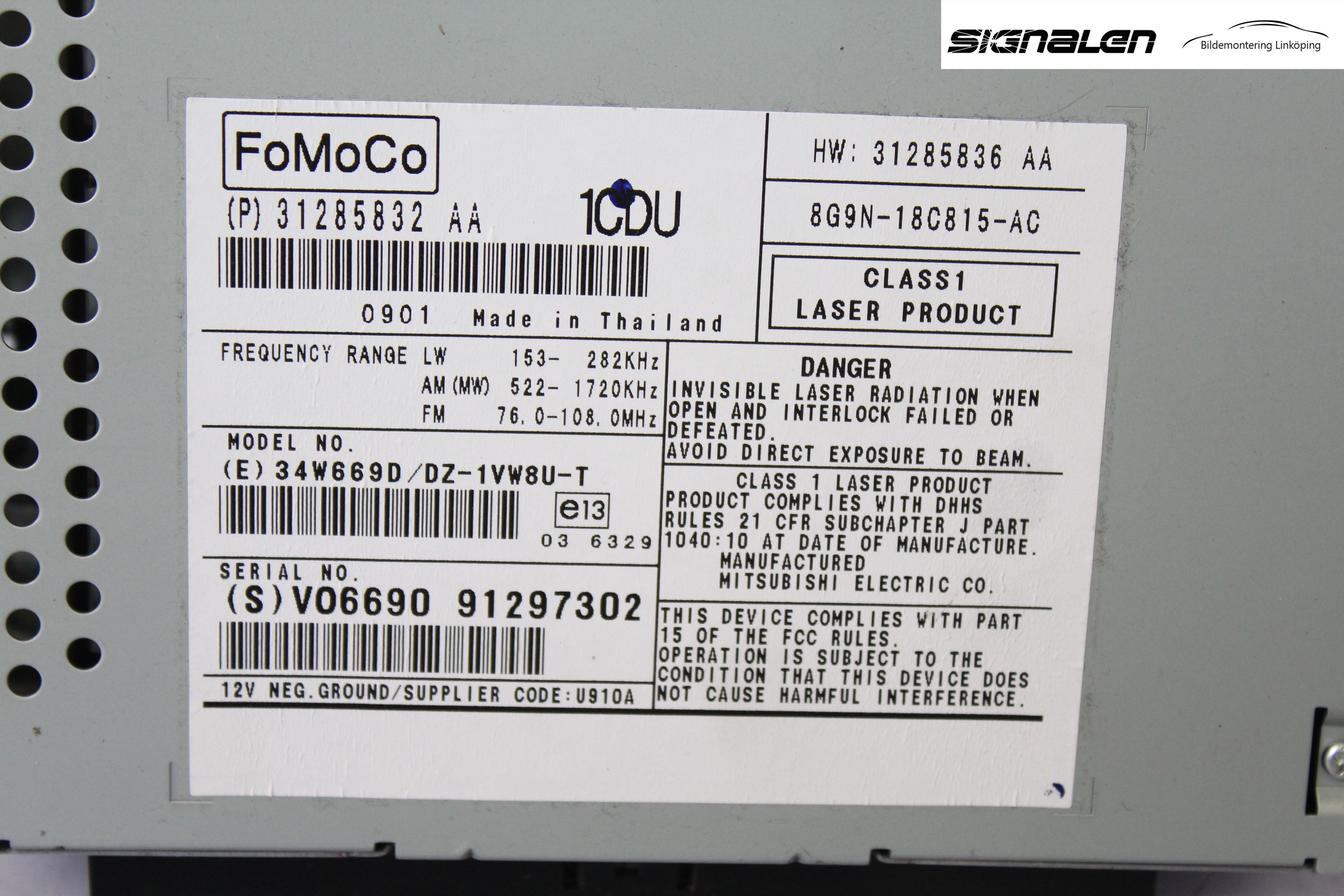 Volvo V70 08-13 Cd Radio - Multimediapanel