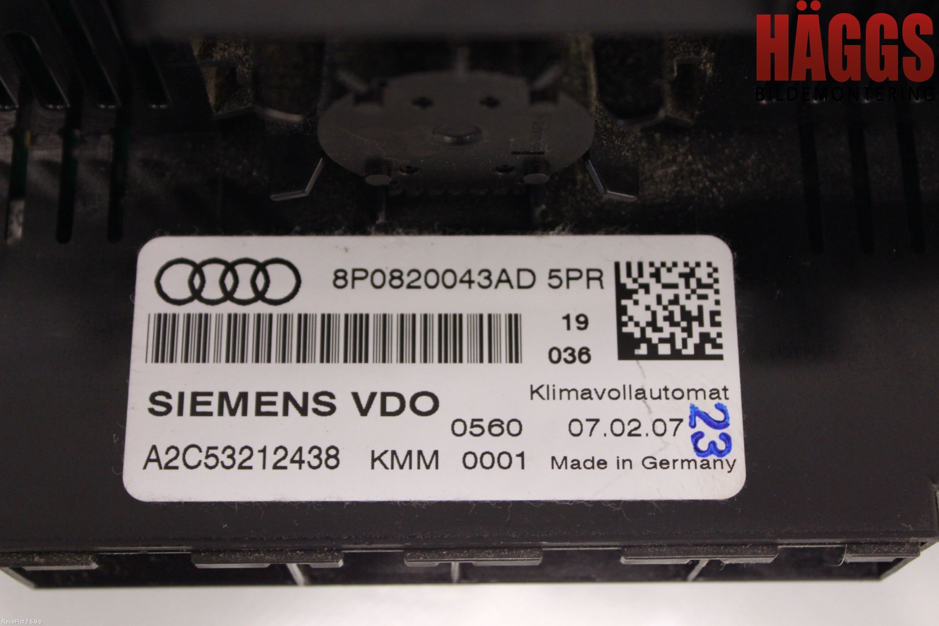 Audi A3/S3 05-13 Ac Styrenhet Ac Manöveren