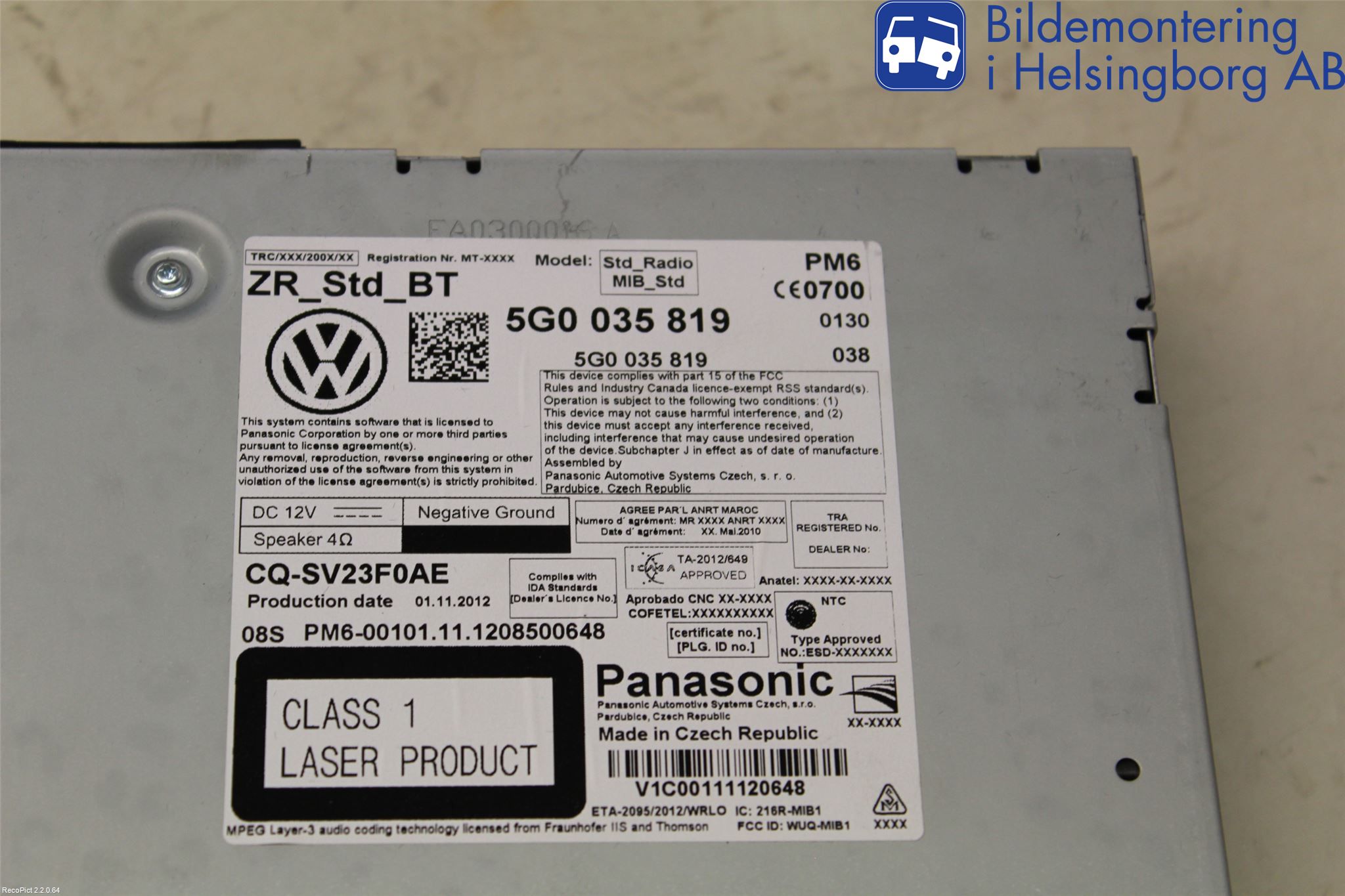 Volkswagen VW GOLF / E-GOLF VII 13-20 Cd Radio - Multimediapanel