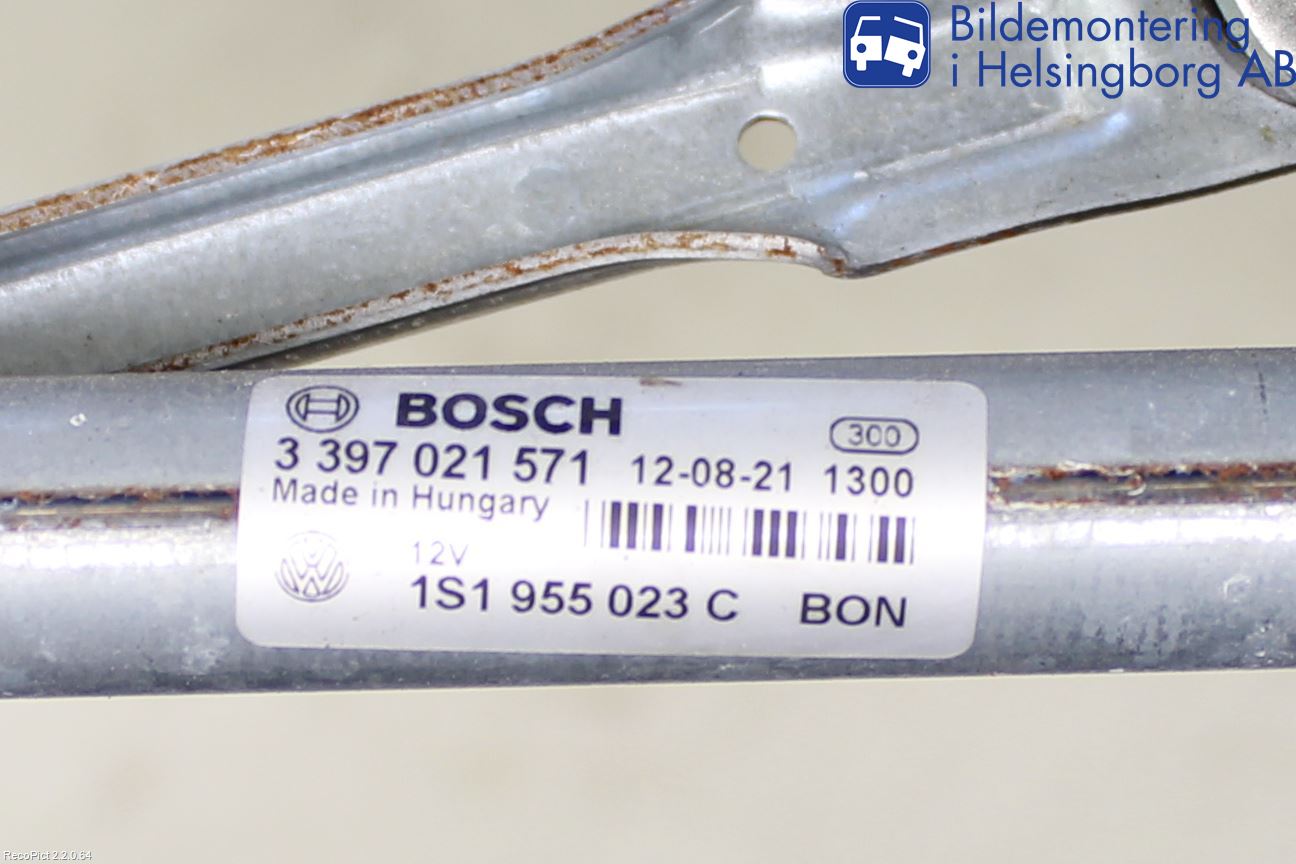 Volkswagen VW UP! / E-UP! Torkarmekanism Vindruta