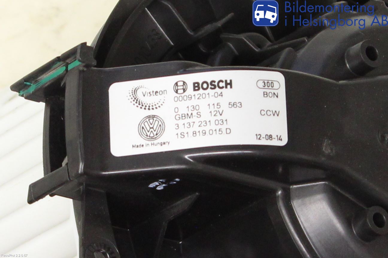 Volkswagen VW UP! / E-UP! Värmefläkt