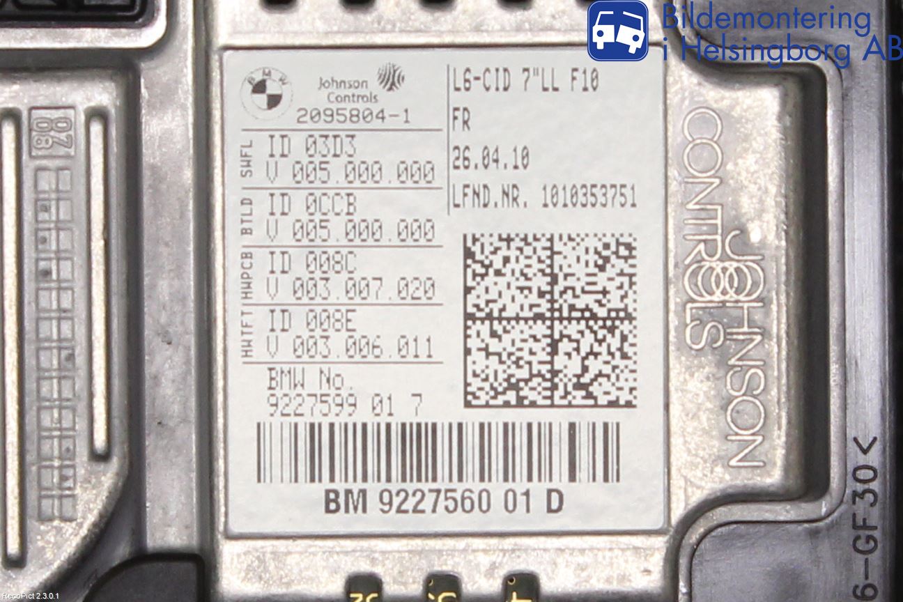 BMW 5 F10/F11/F18 09-17 Bildskärm