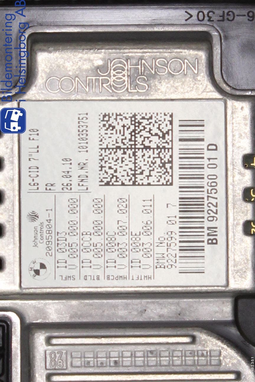BMW 5 F10/F11/F18 09-17 Bildskärm