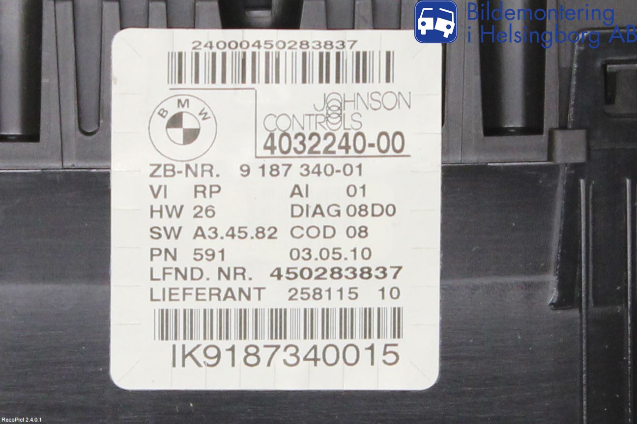 BMW 3 E90/91 SED/TOU 05-12 Instrument Komb