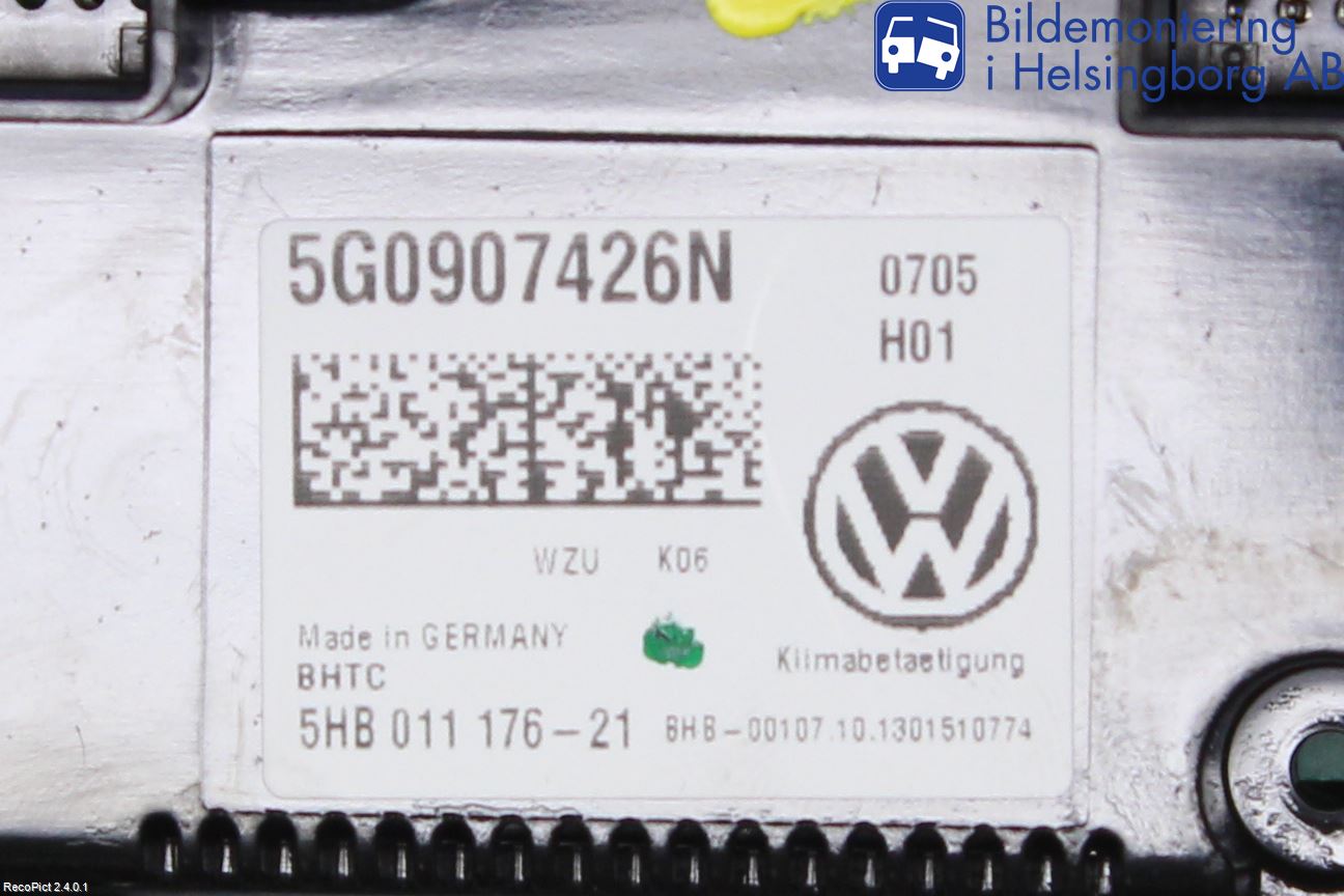 Volkswagen VW GOLF / E-GOLF VII 13-20 Ac Styrenhet Ac Manöveren