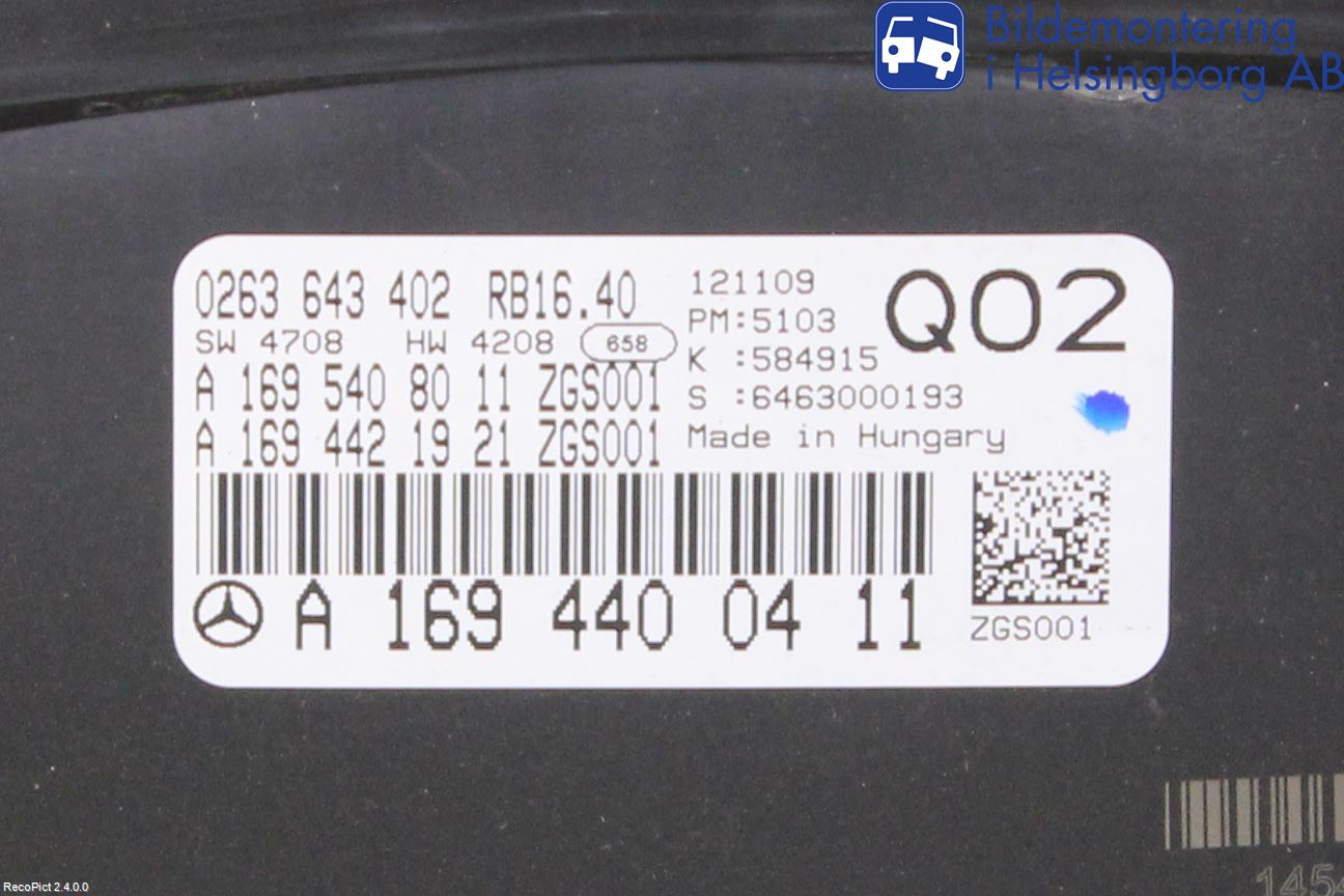 Mercedes-Benz MB B-KLASS (W245) 05-12 Instrument Komb
