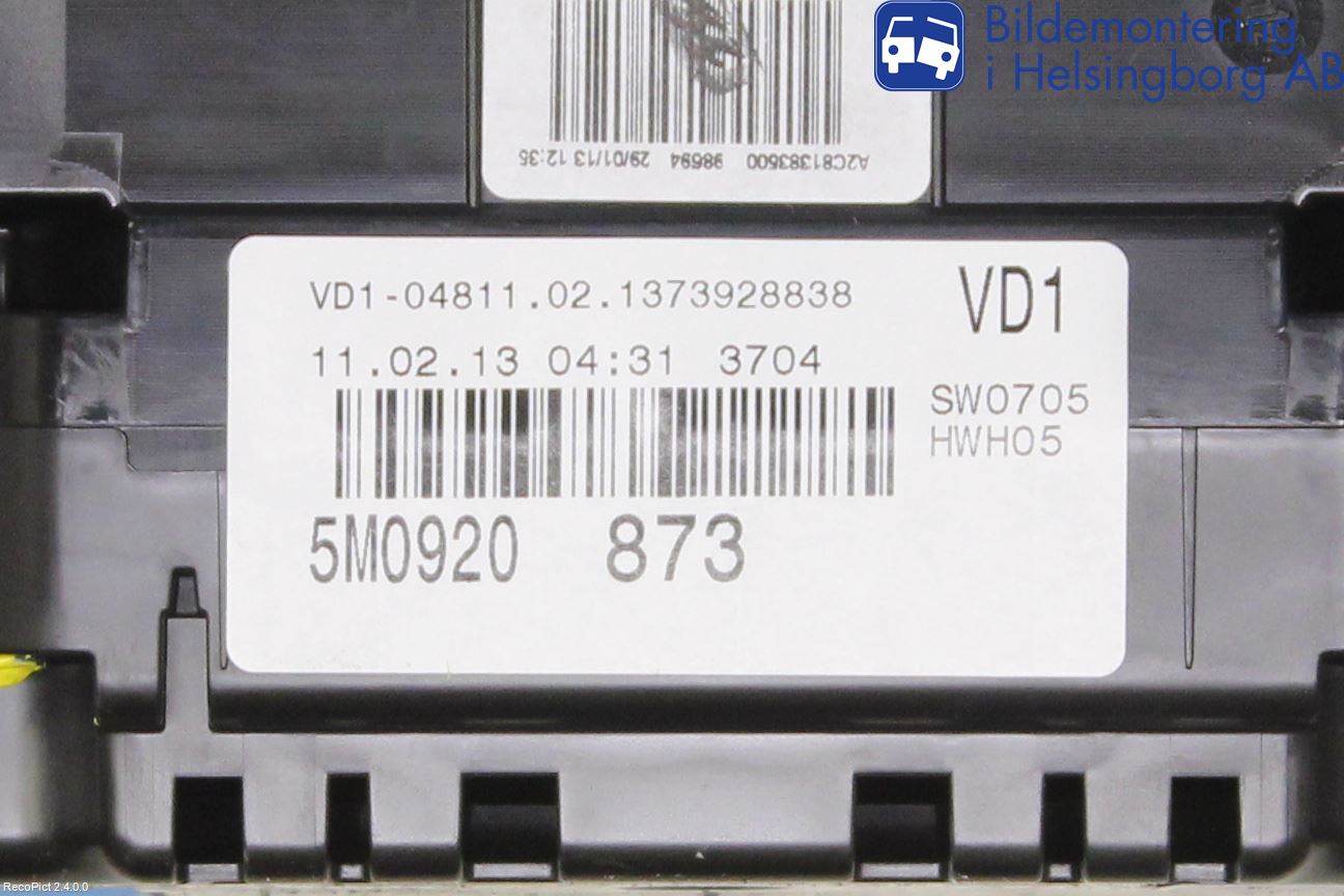Volkswagen VW GOLF PLUS/CROSS GOLF 04-14 Instrument Komb