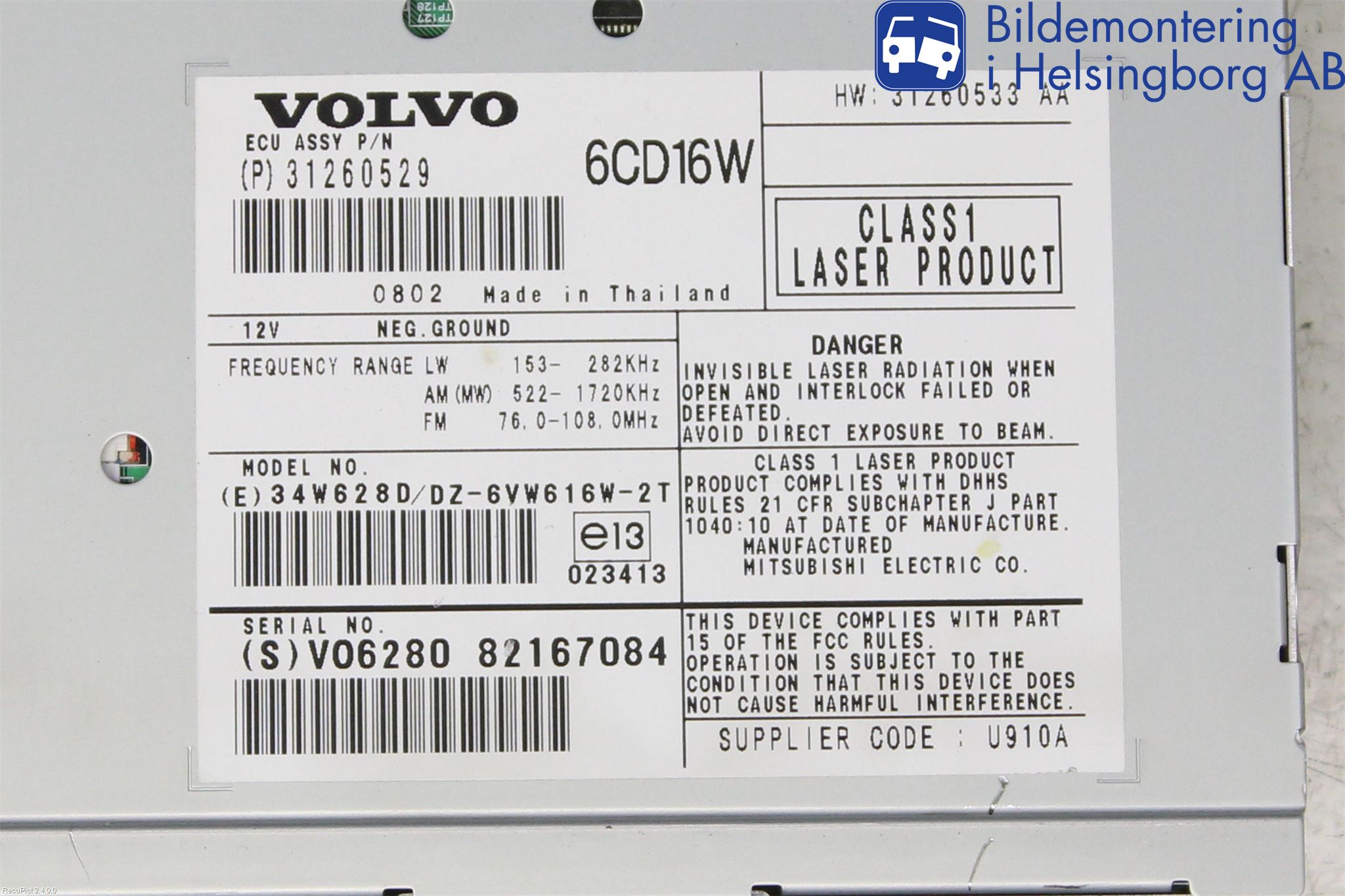 Volvo C30 07-10 Cd Radio - Multimediapanel