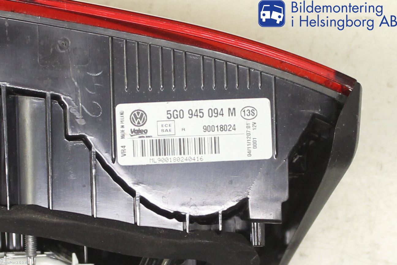 Volkswagen VW GOLF / E-GOLF VII 13-20 Bakljus Lucka Hö