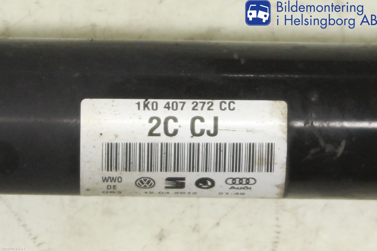 Volkswagen VW GOLF VI 09-13 Drivaxel Fram Höger