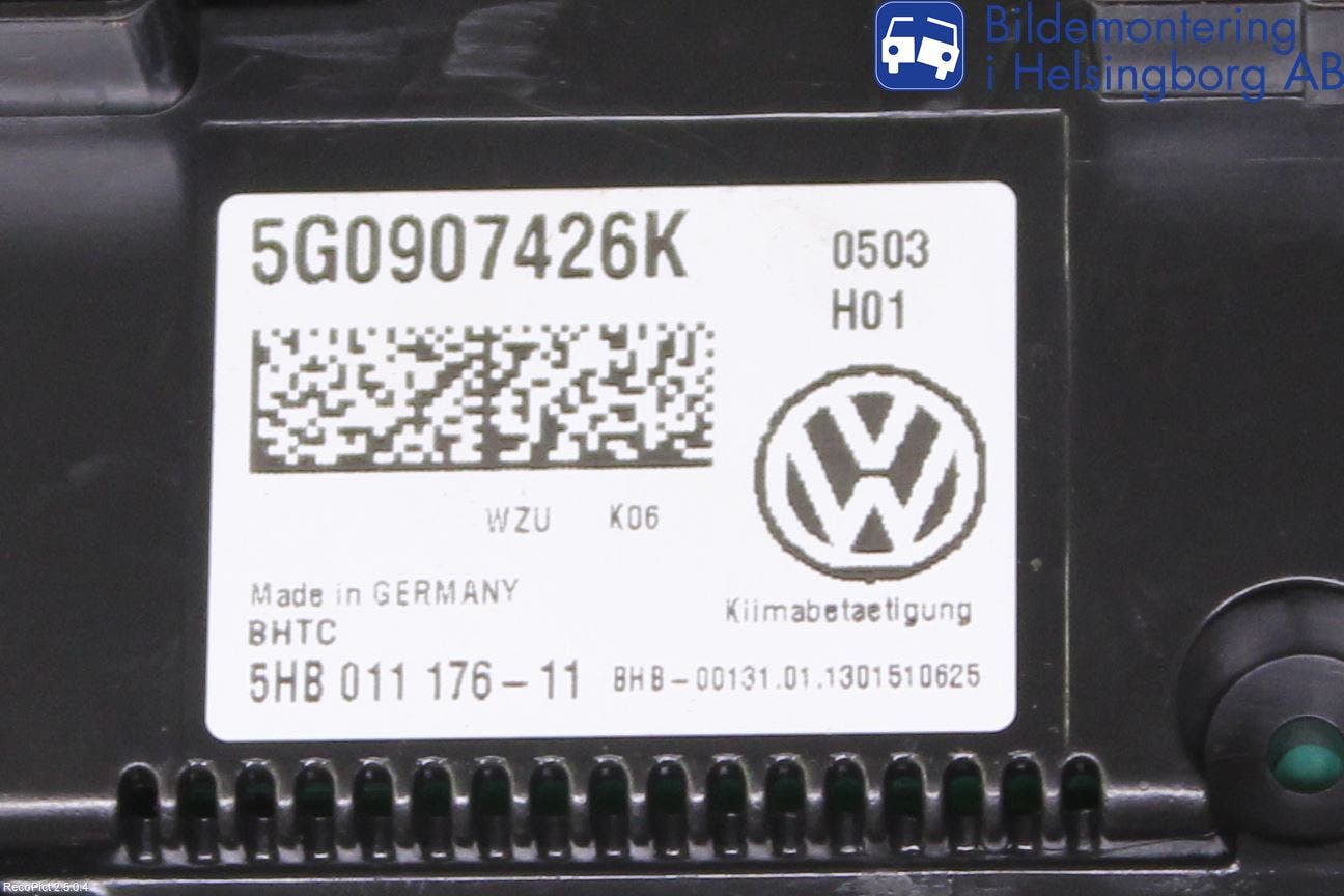 Volkswagen VW GOLF / E-GOLF VII 13-20 Ac Styrenhet Ac Manöveren