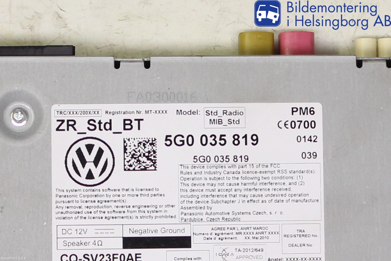 Volkswagen VW GOLF / E-GOLF VII 13-20 Cd Radio - Multimediapanel